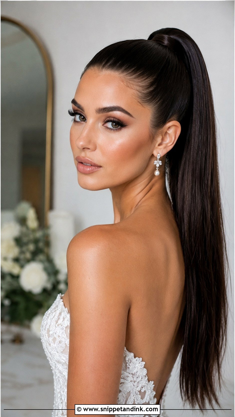 Sleek High Ponytail Wedding Look - Snippet and Ink - 20 Hair Styles for Wedding Hairstyles