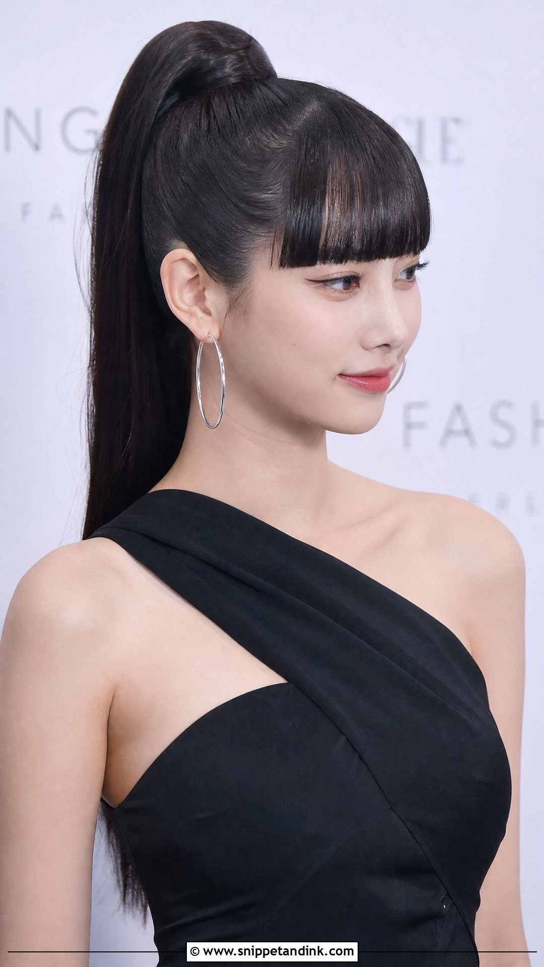 Sleek High Ponytail With Blunt Bangs - Snippet and Ink - 20 Wedding Hairstyles Bangs