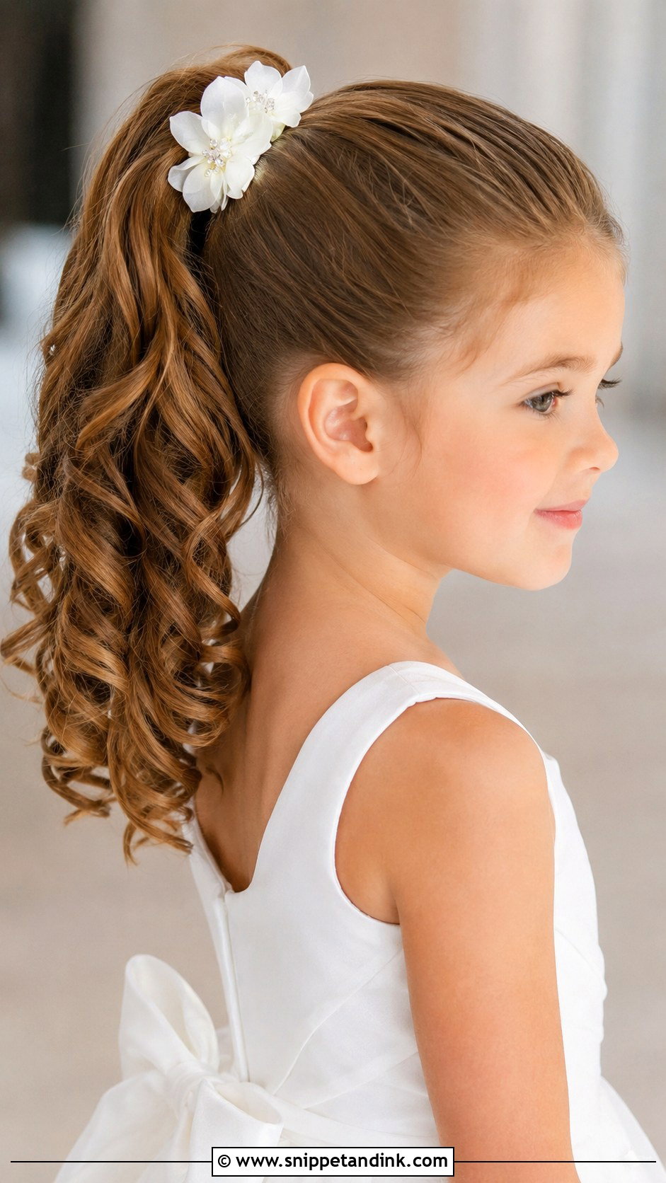 Sleek High Ponytail With Curls - Snippet and Ink - 30 Kids Hairstyles for Wedding