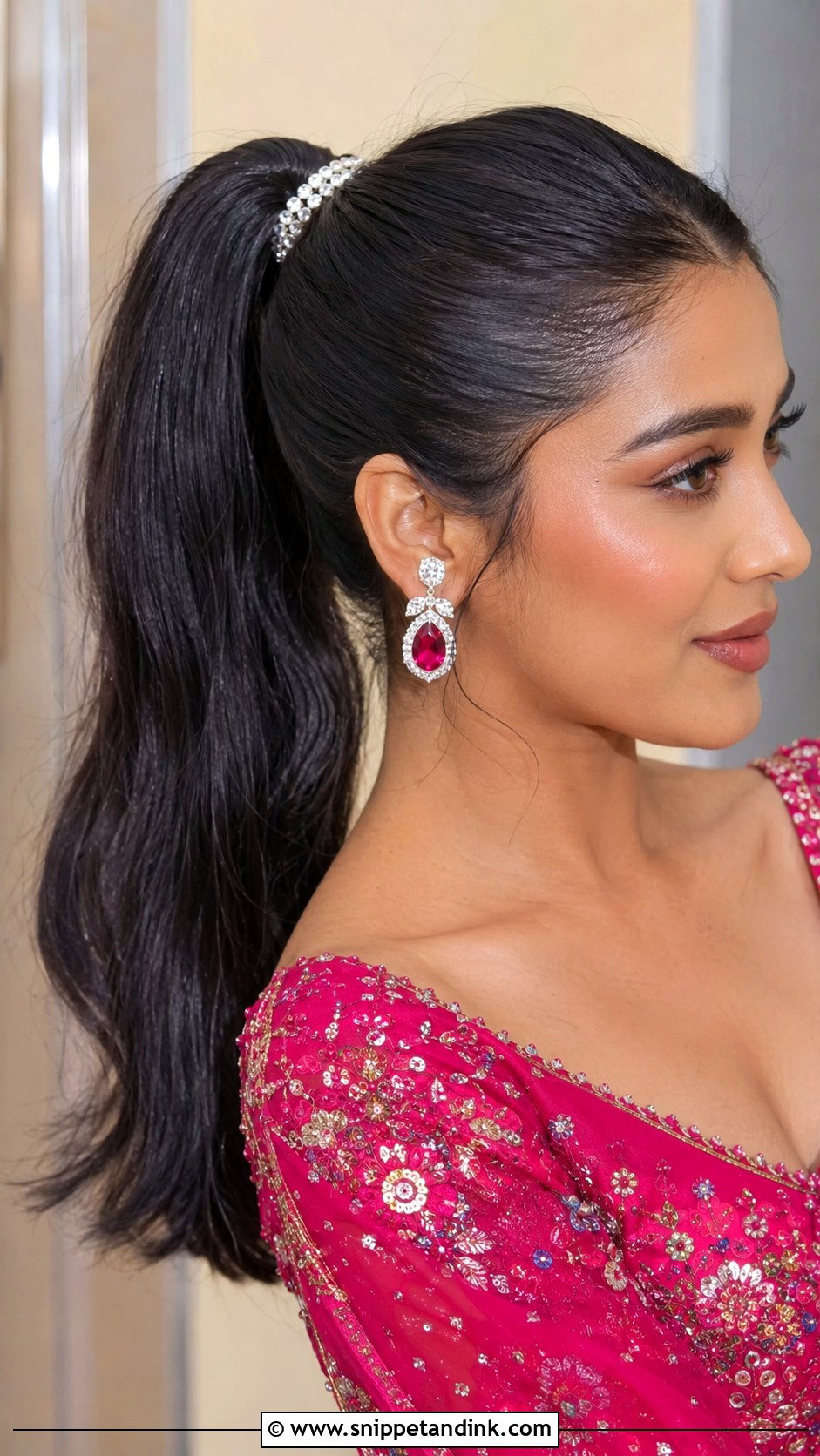Sleek High Ponytail for Bride - Snippet and Ink - 25 Mehandi Hairstyles for Bride