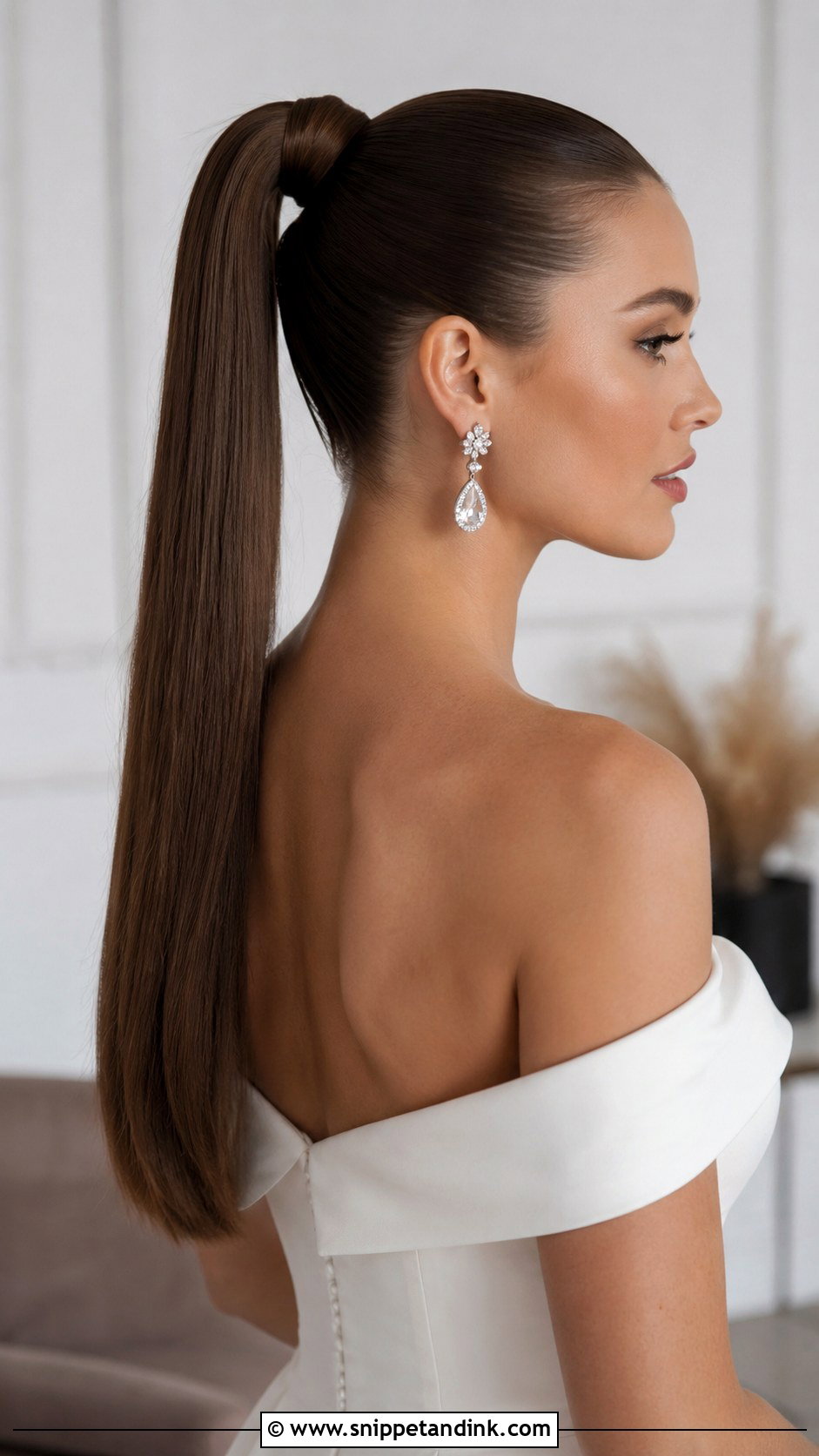 Sleek High Ponytail for Brides - Snippet and Ink - 25 Elegant Bridal Hair Ideas