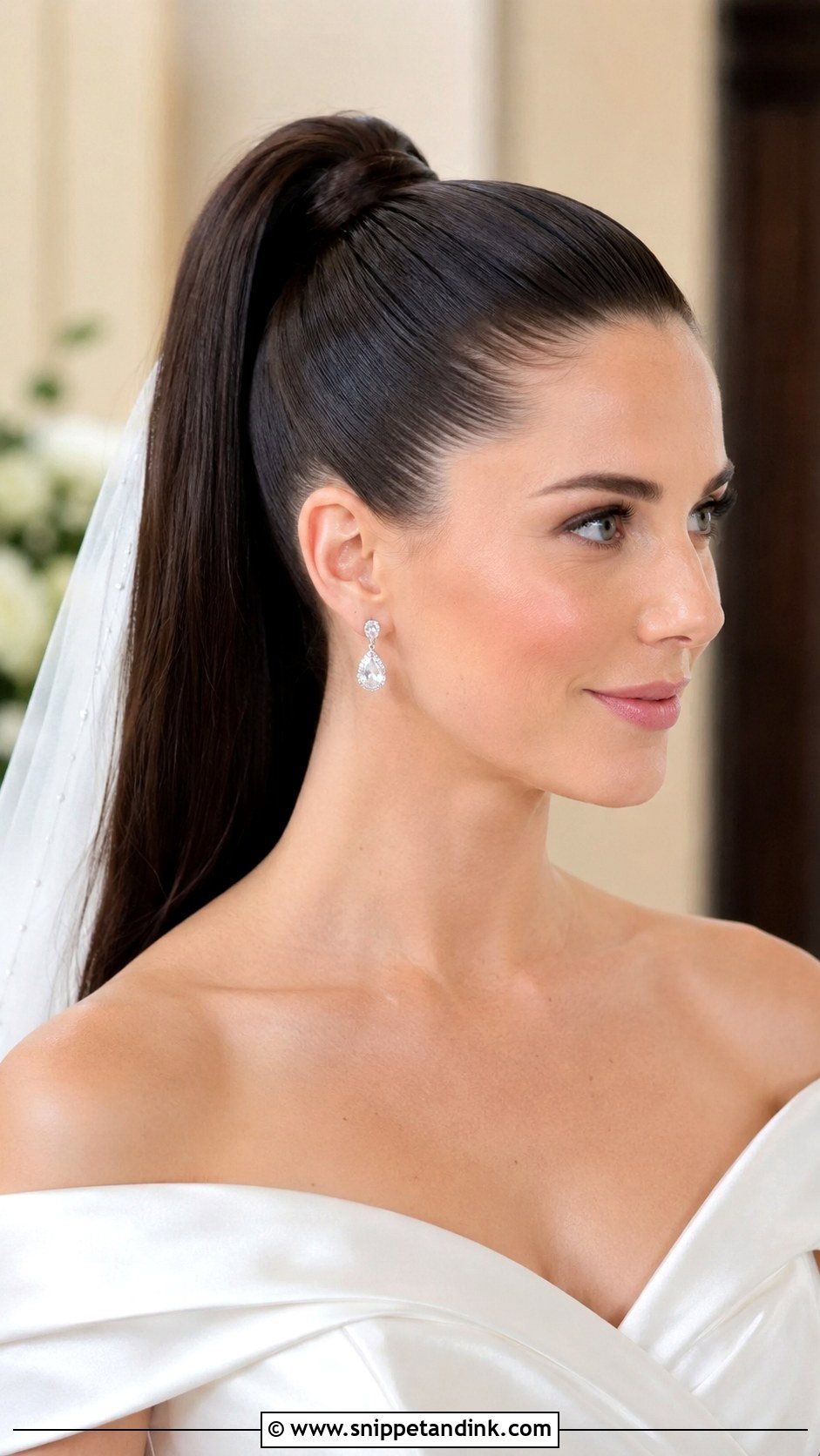Sleek High Ponytail for Brides - Snippet and Ink - 25 High Ponytail Wedding Hair Ideas