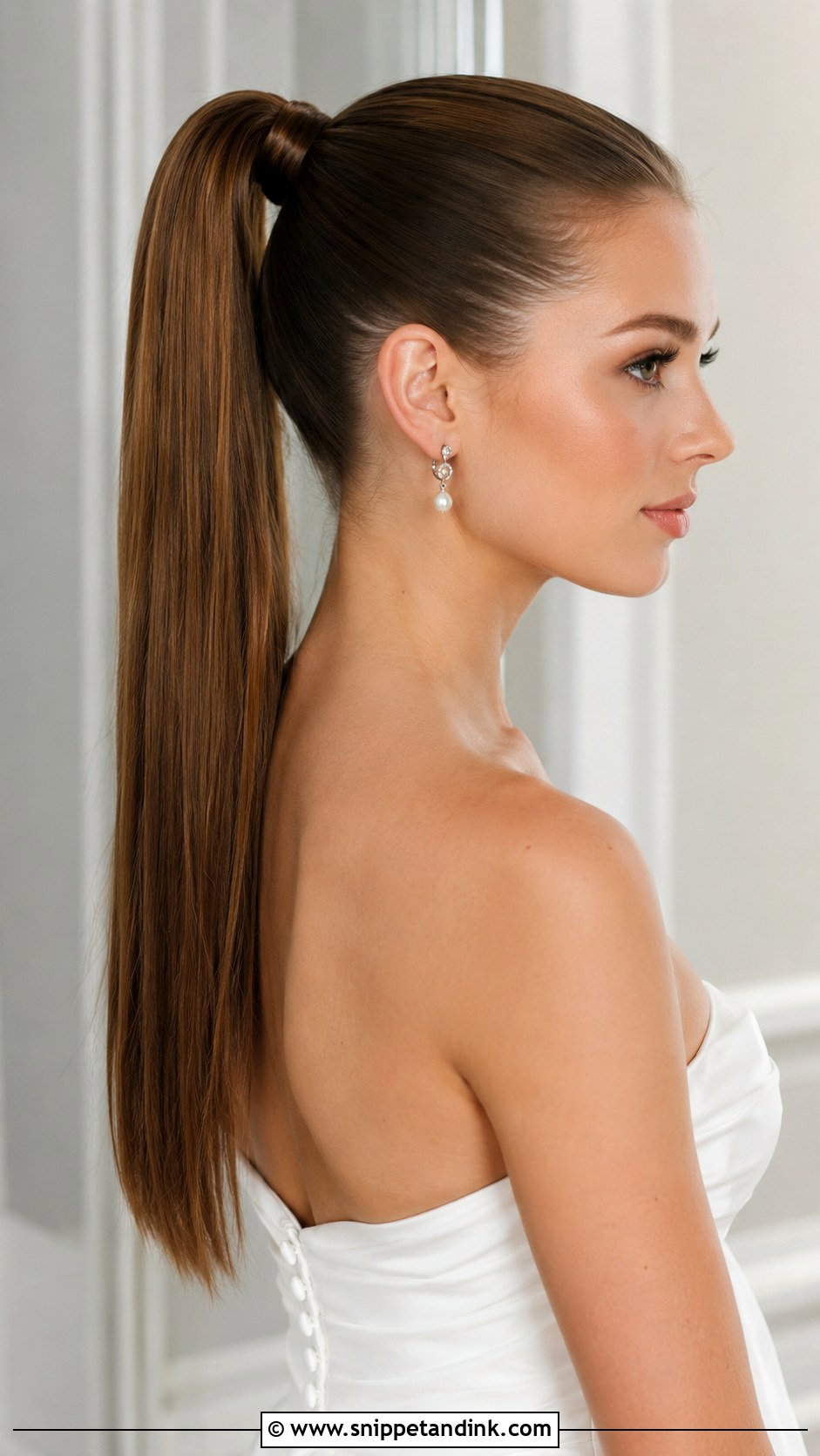 Sleek High Ponytail for Brides - Snippet and Ink - 20 Pony Updo Wedding Ideas