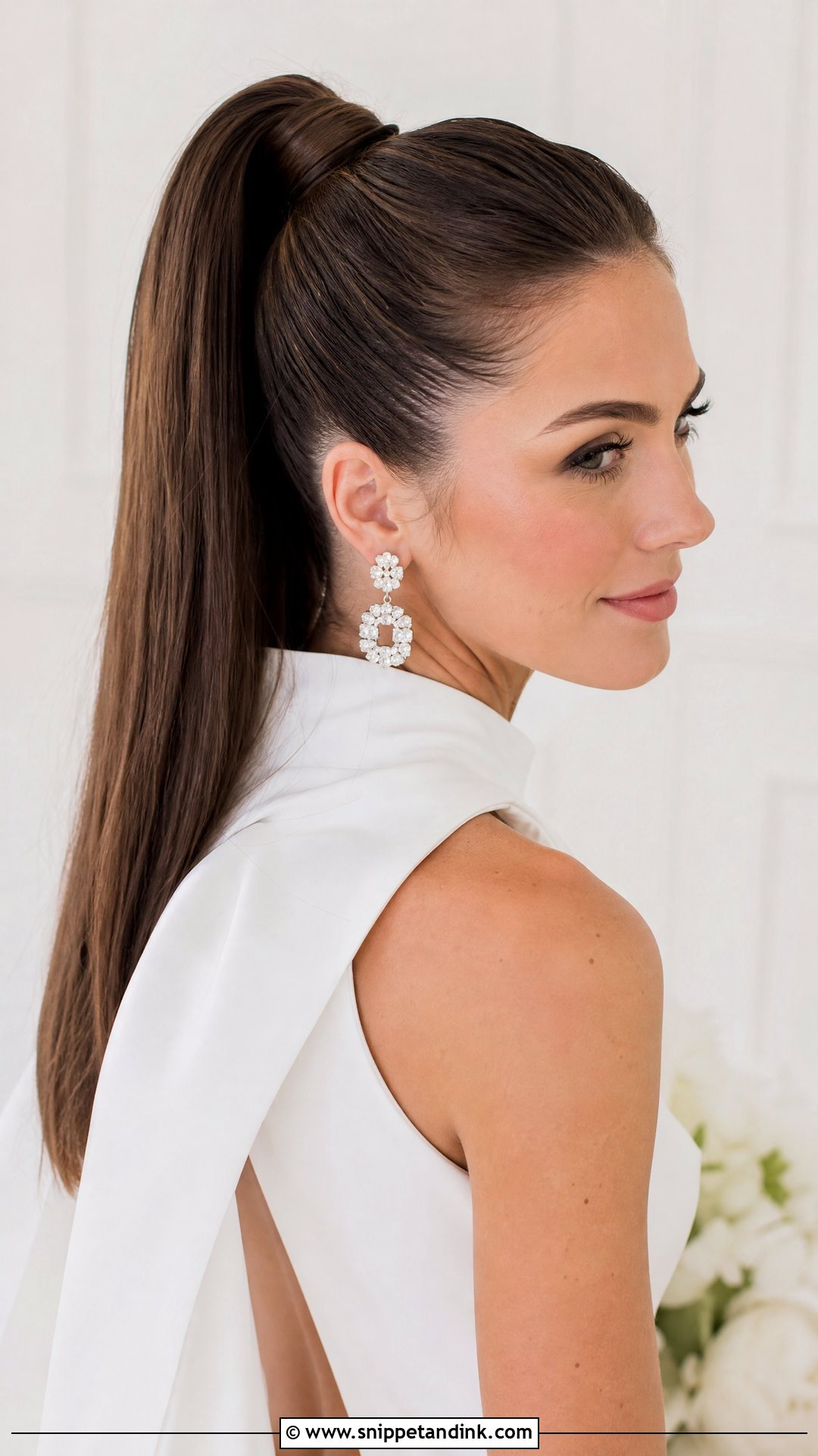 Sleek High Ponytail for Brides - Snippet and Ink - 20 Bridal Hair Design Ideas