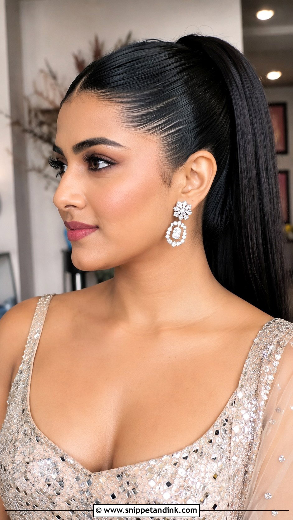 Sleek High Ponytail for Sangeet - Snippet and Ink - 25 Hair Styles for Indian Wedding