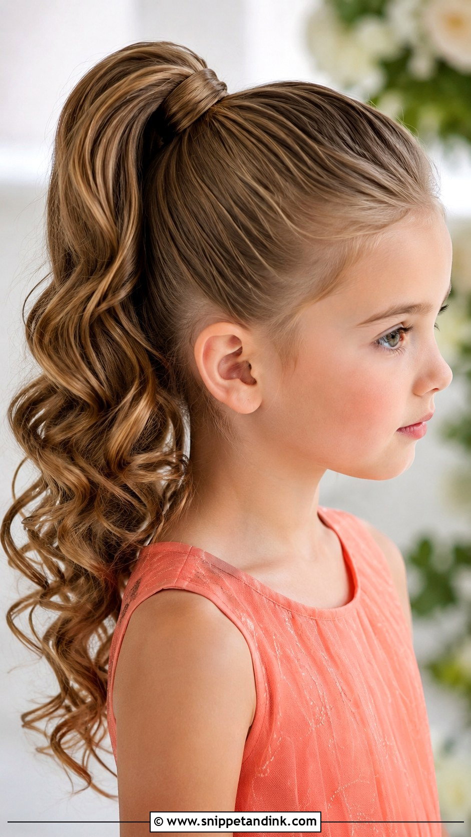 Sleek High Ponytail with Curls - Snippet and Ink - 25 Kids Wedding Hairstyles