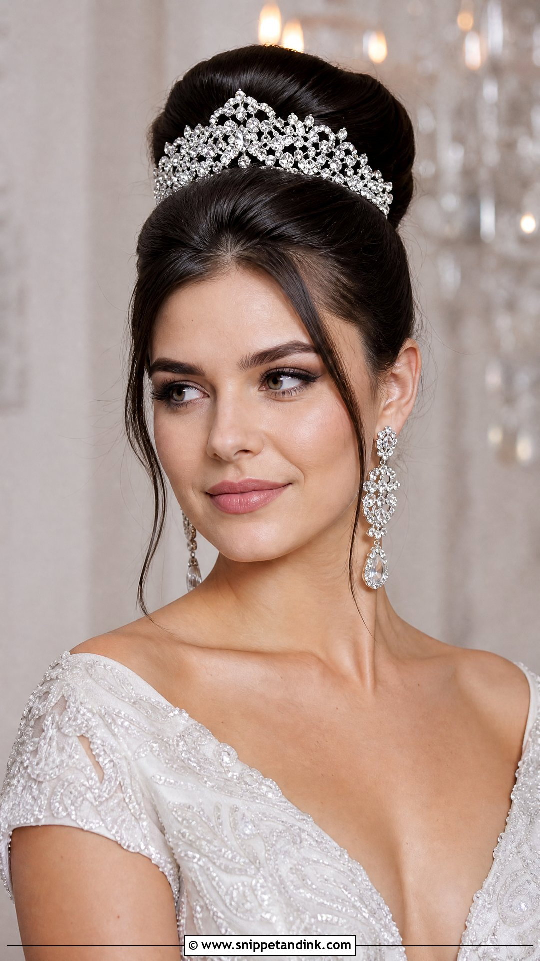 Sleek High Updo With Tiara - Snippet and Ink - 20 Princess Wedding Hair Ideas
