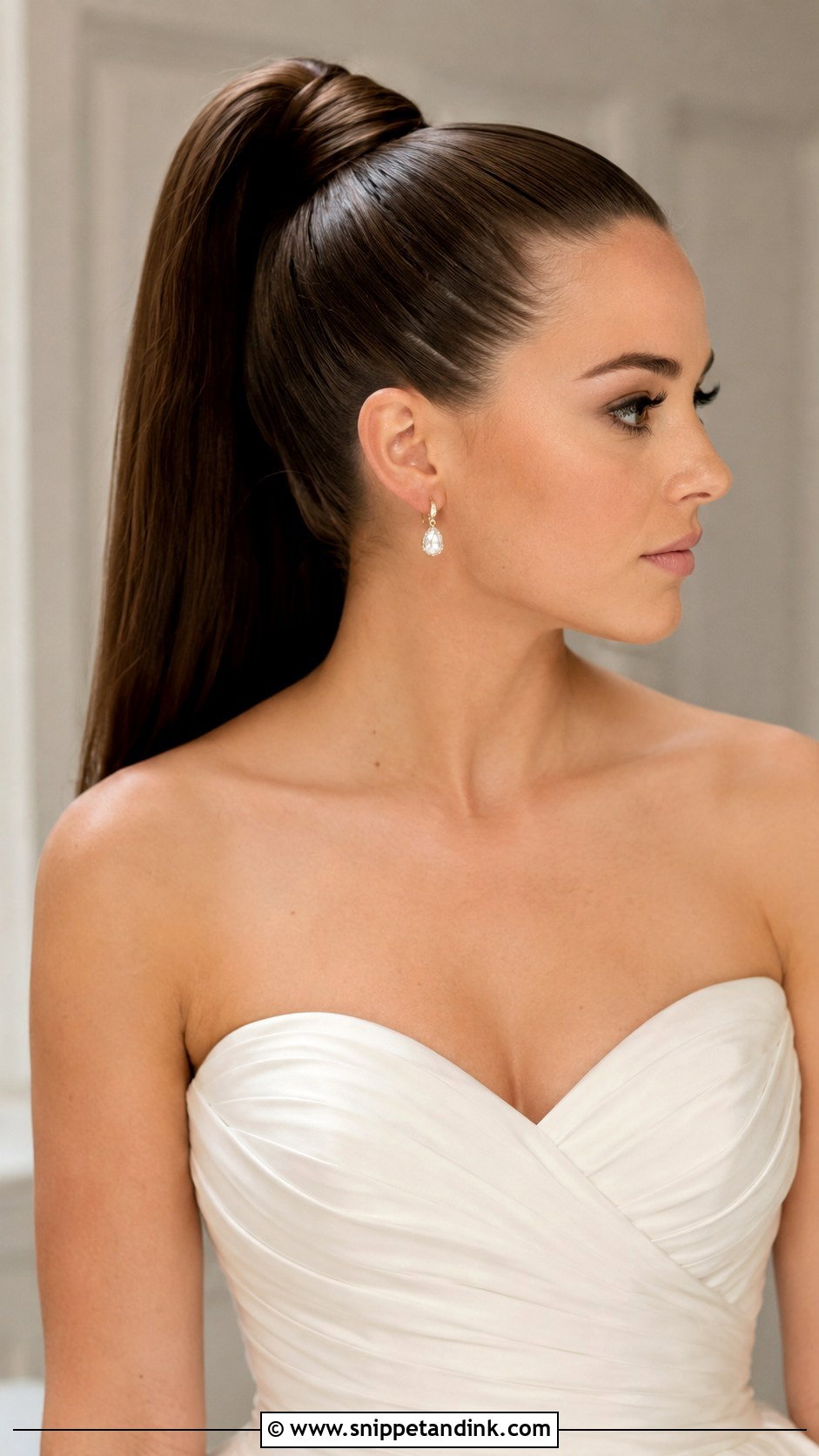 Sleek High Wedding Ponytail - Snippet and Ink - 25 Wedding Hair Ponytail Ideas