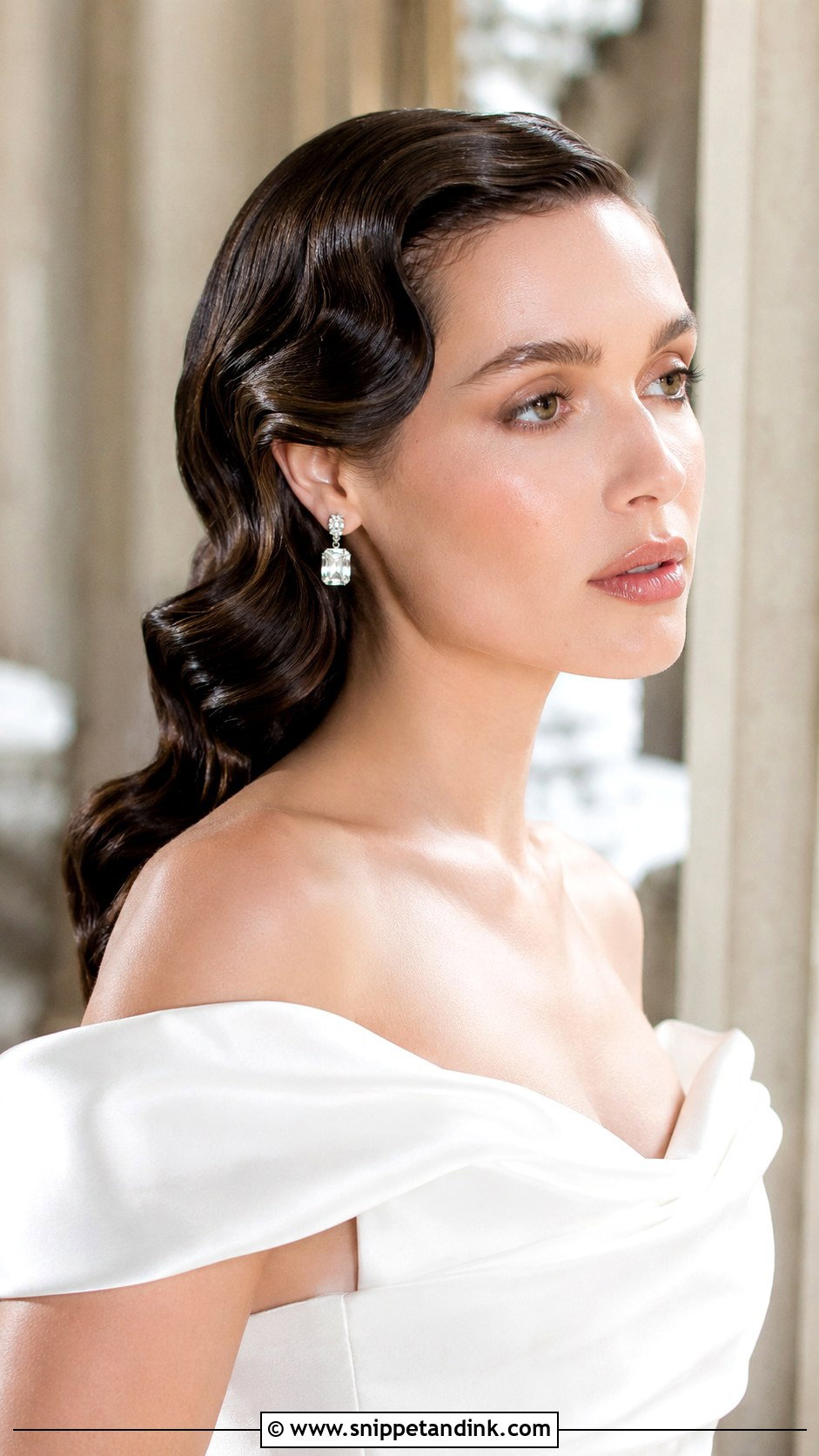 Sleek Hollywood Wet Look Waves - Snippet and Ink - 20 Hollywood Glam Bridal Hair Ideas