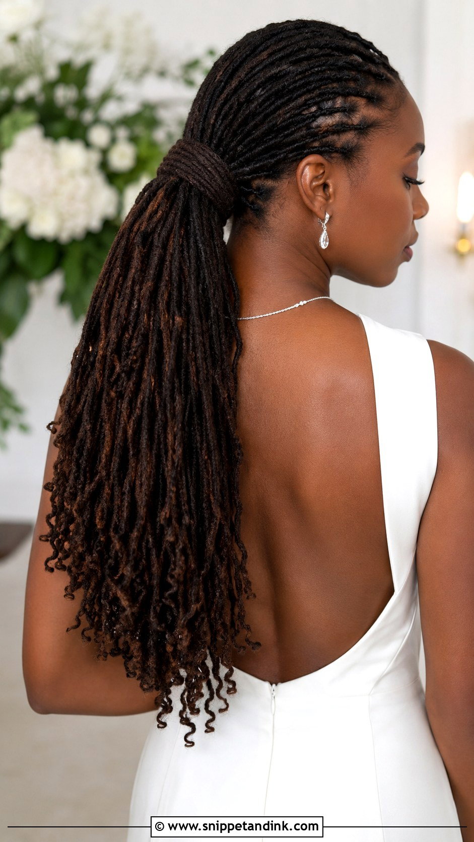 Sleek Loc Ponytail - Snippet and Ink - 25 Locs Wedding Hairstyles Brides