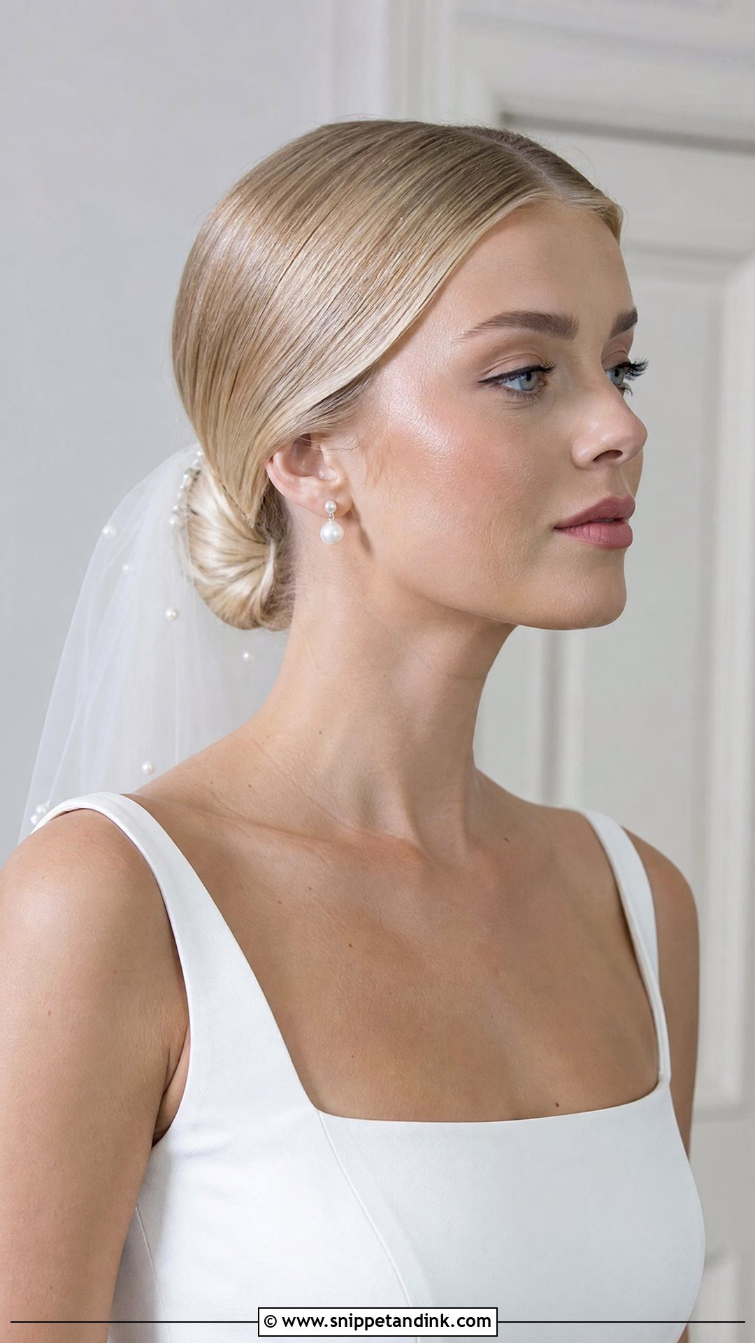 Sleek Low Bridal Bun - Snippet and Ink - 15 Bridal Bun Updo Ideas