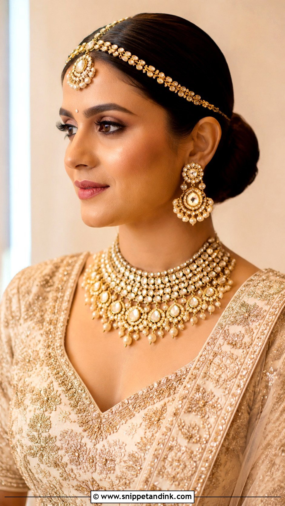 Sleek Low Bridal Bun - Snippet and Ink - 15 North Indian Bride Hairstyle Ideas