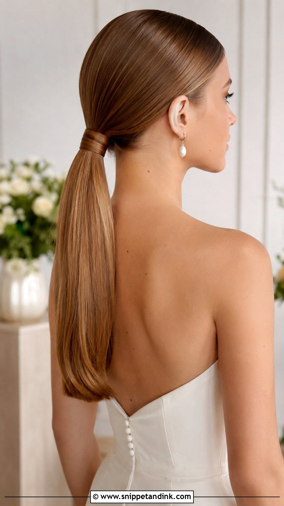 Sleek Low Bridal Ponytail - Snippet and Ink - 25 Bride Ponytail Hairstyles