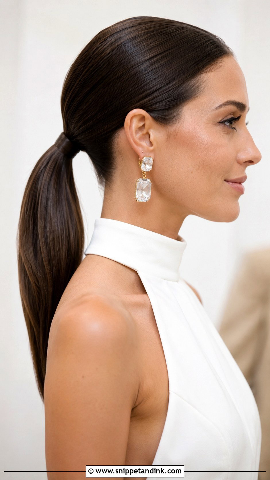 Sleek Low Bridal Ponytail - Snippet and Ink - 25 Bridal Hair Ponytail Ideas