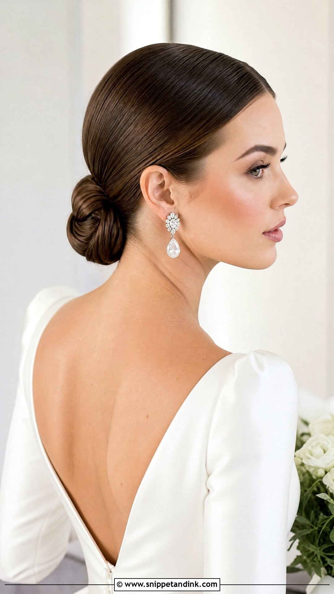 Sleek Low Bun - Snippet and Ink - 20 Elegant Straight Wedding Hairstyles