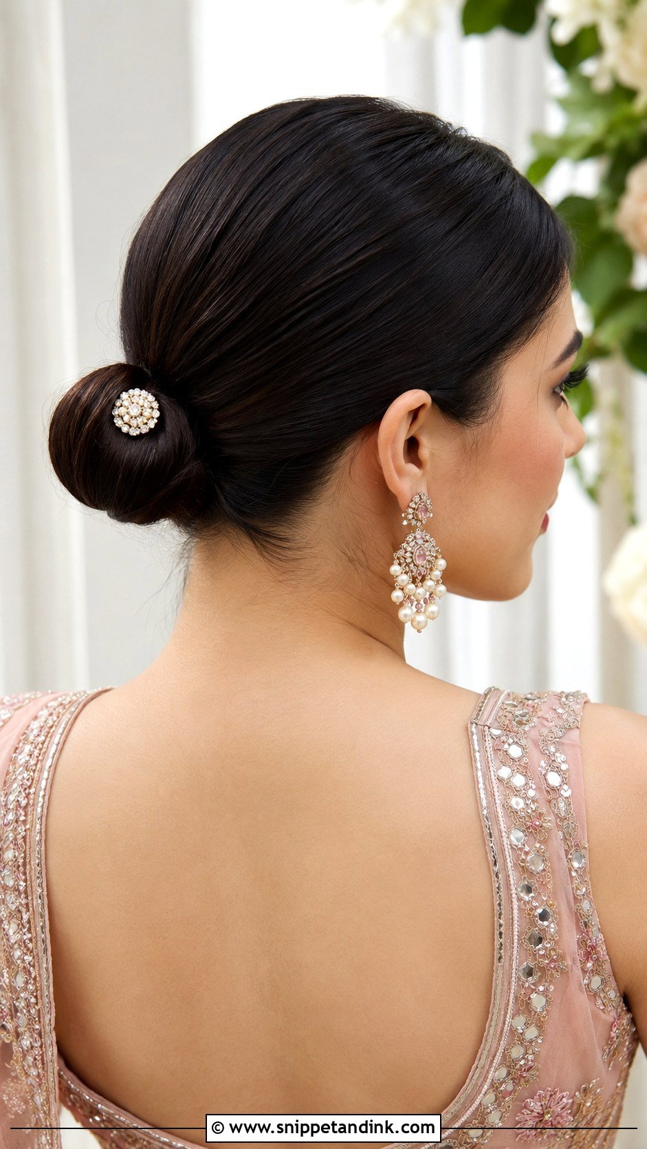 Sleek Low Bun - Snippet and Ink - 25 Desi Wedding Hairstyles