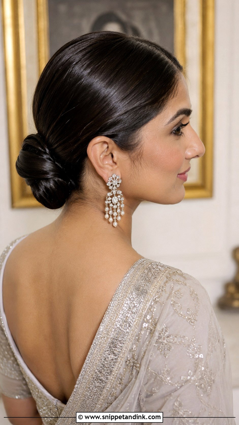 Sleek Low Bun - Snippet and Ink - 25 Indian Wedding Guest Hairstyles