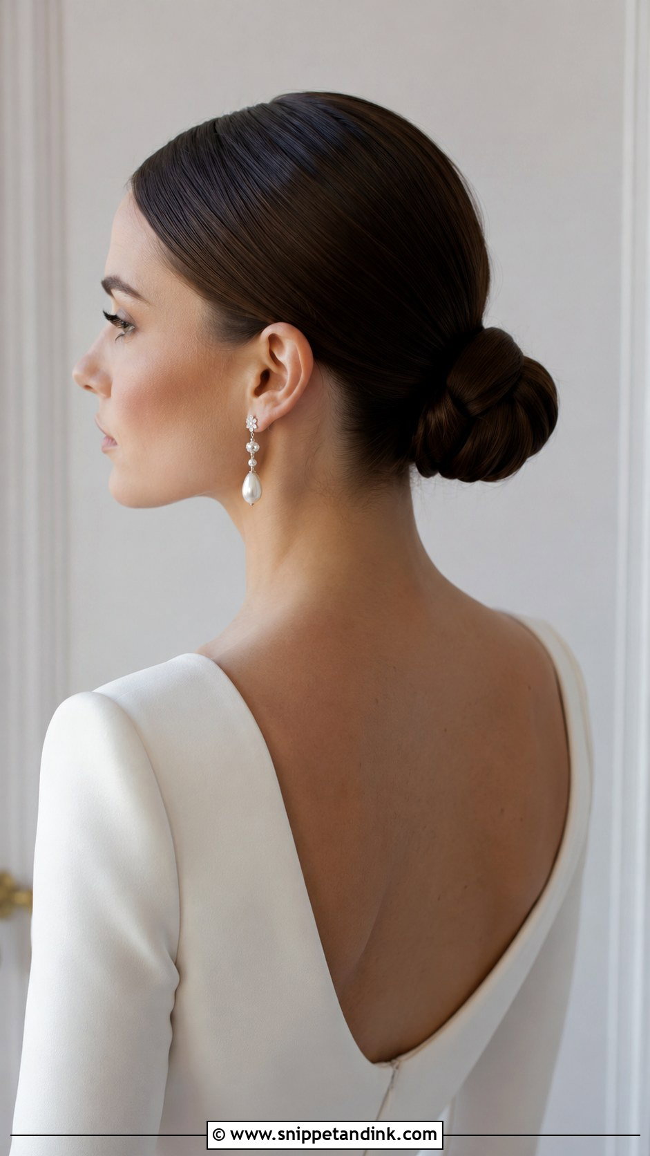 Sleek Low Bun - Snippet and Ink - 25 Long Bridal Hair Ideas