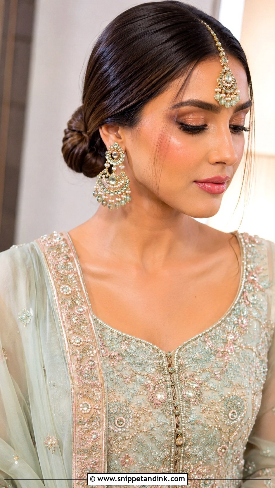 Sleek Low Bun - Snippet and Ink - 25 Pakistani Bridal Hairstyles Walima
