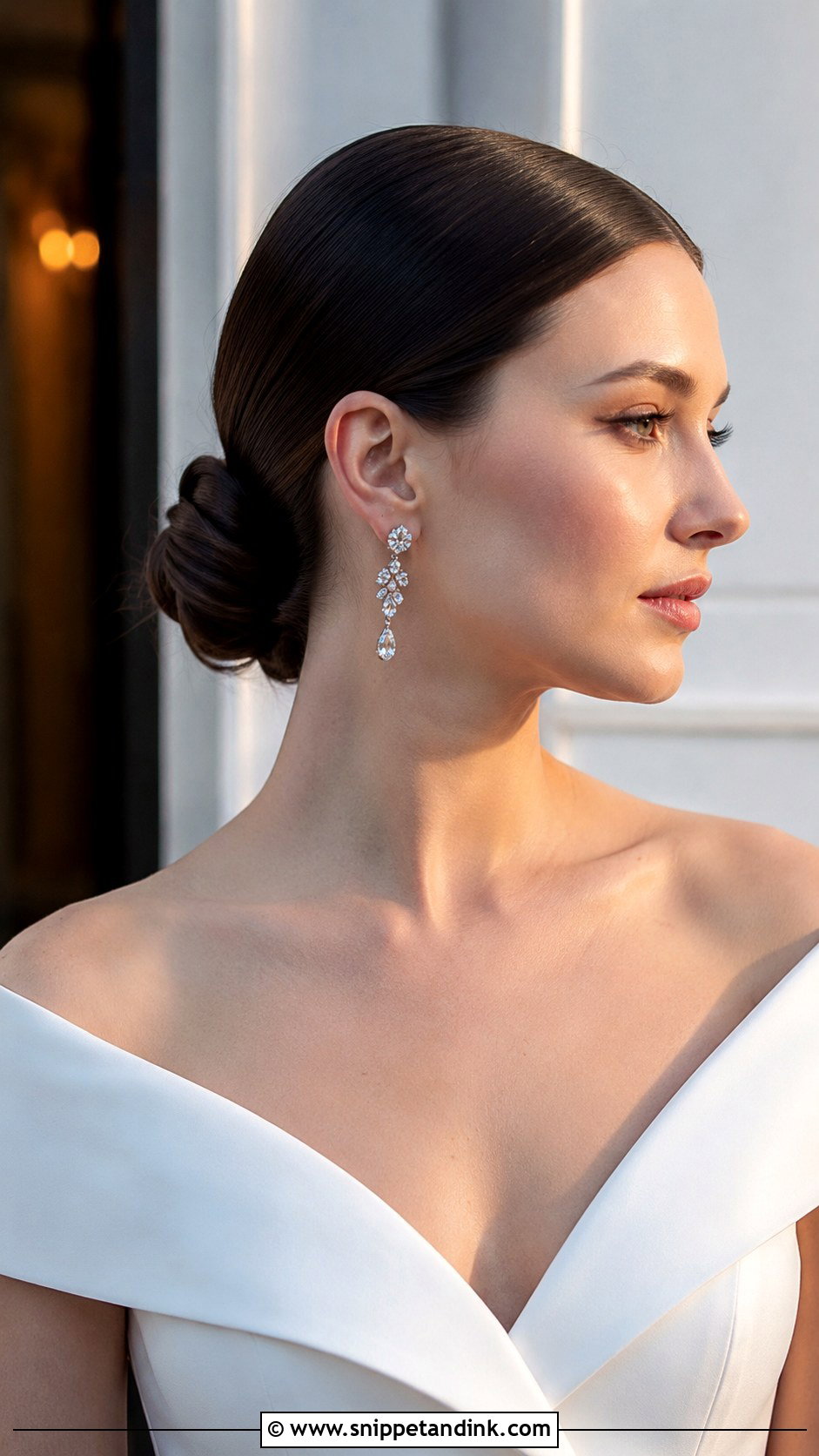 Sleek Low Bun - Snippet and Ink - 25 Shoulder Length Wedding Hair Ideas