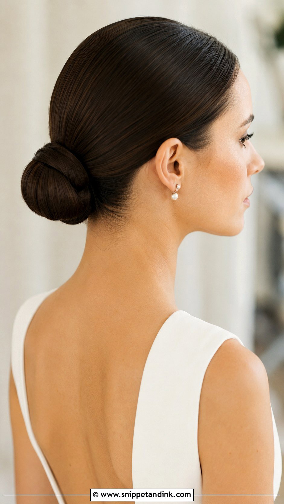 Sleek Low Bun - Snippet and Ink - 30 Long Hair Wedding Styles