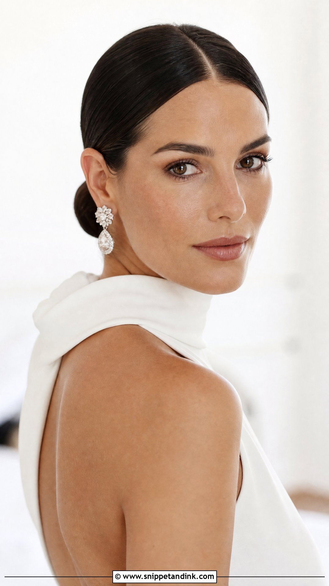 Sleek Low Bun - Snippet and Ink - 20 Bride Hairstyles Front View