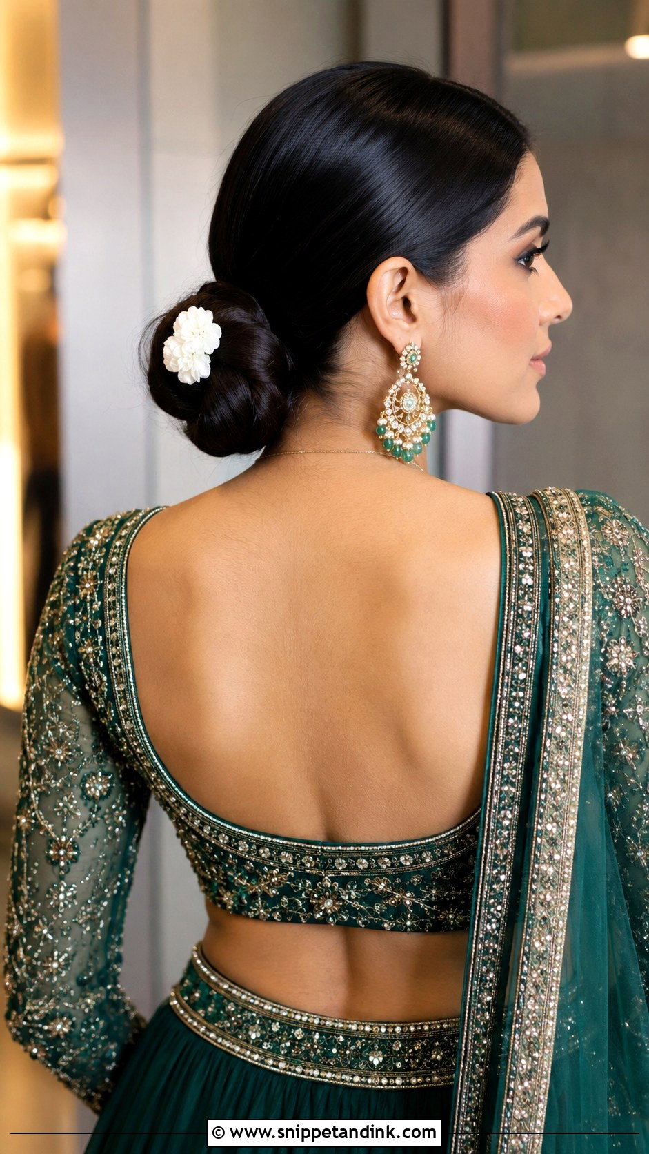 Sleek Low Bun - Snippet and Ink - 35 Indian Wedding Bridal Hairstyle Ideas