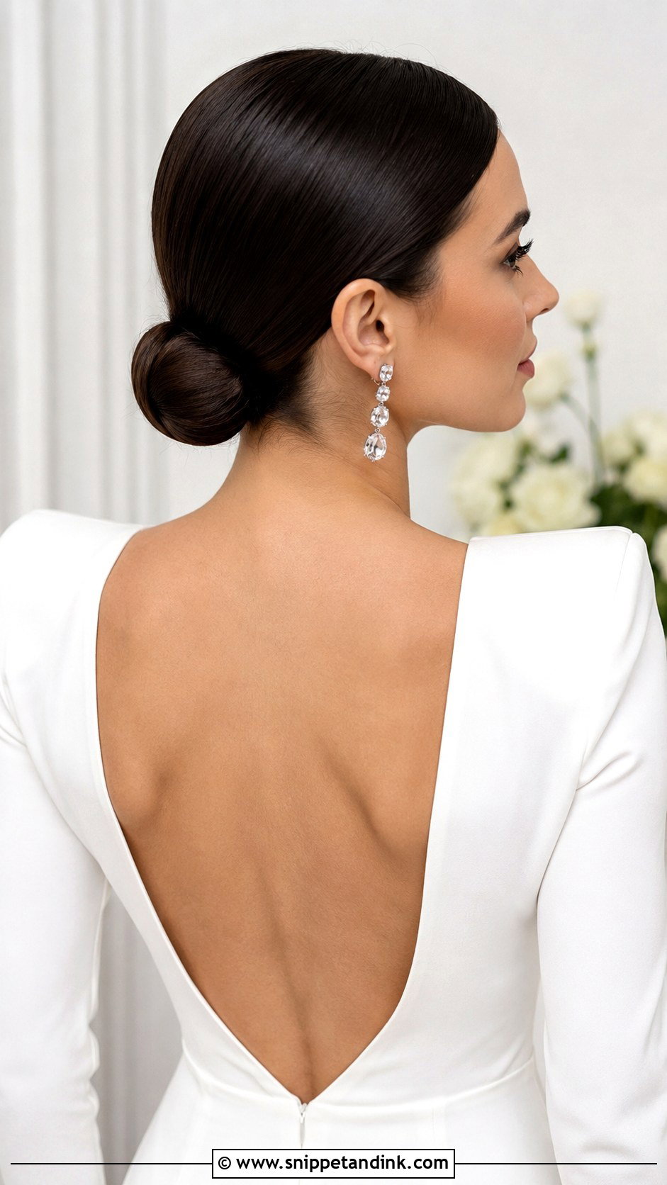 Sleek Low Bun - Snippet and Ink - 20 Brunette Bride Hairstyles