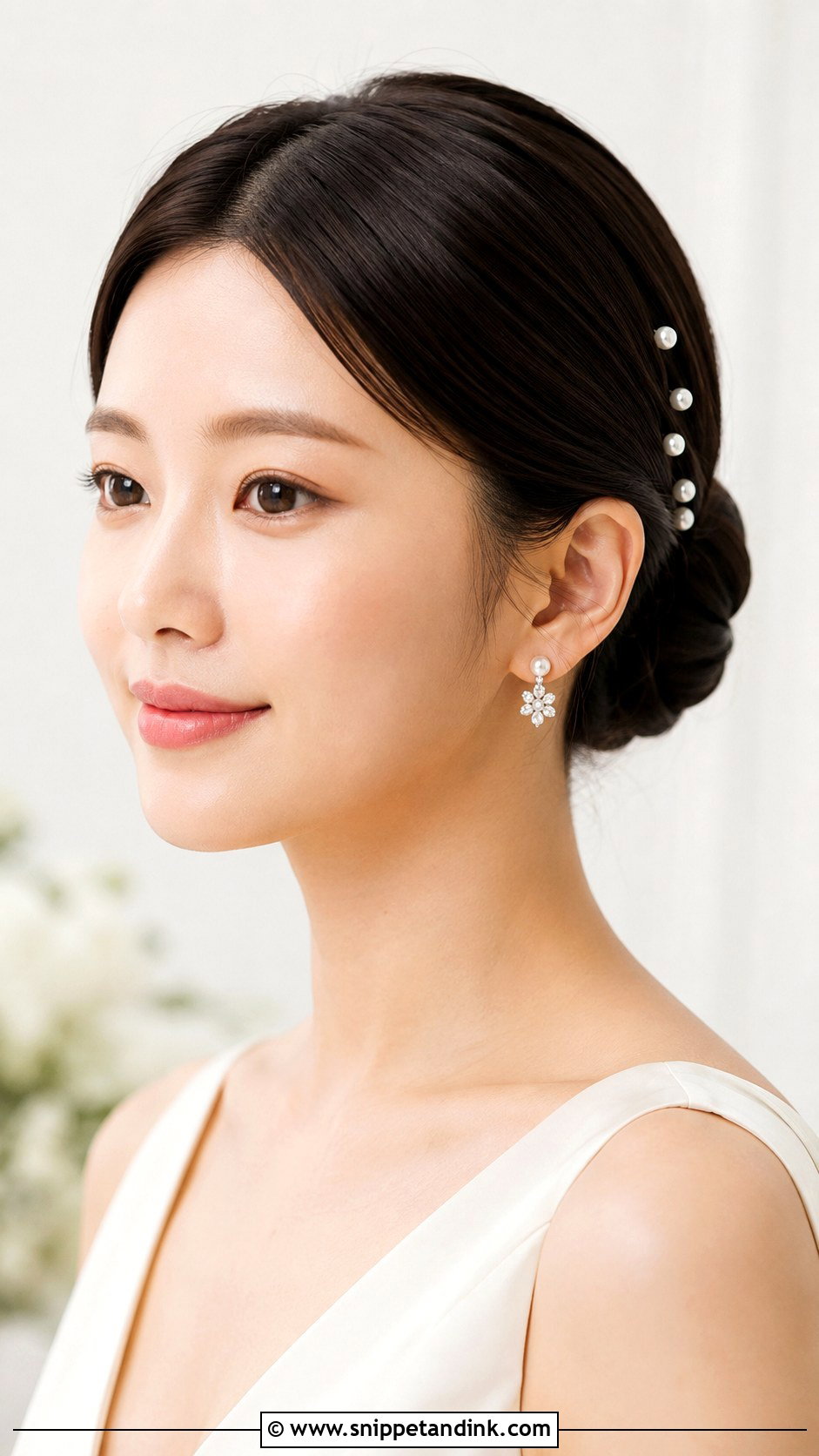 Sleek Low Bun Bridal Hairstyle - Snippet and Ink - 15 Romantic Bridal Hairstyles