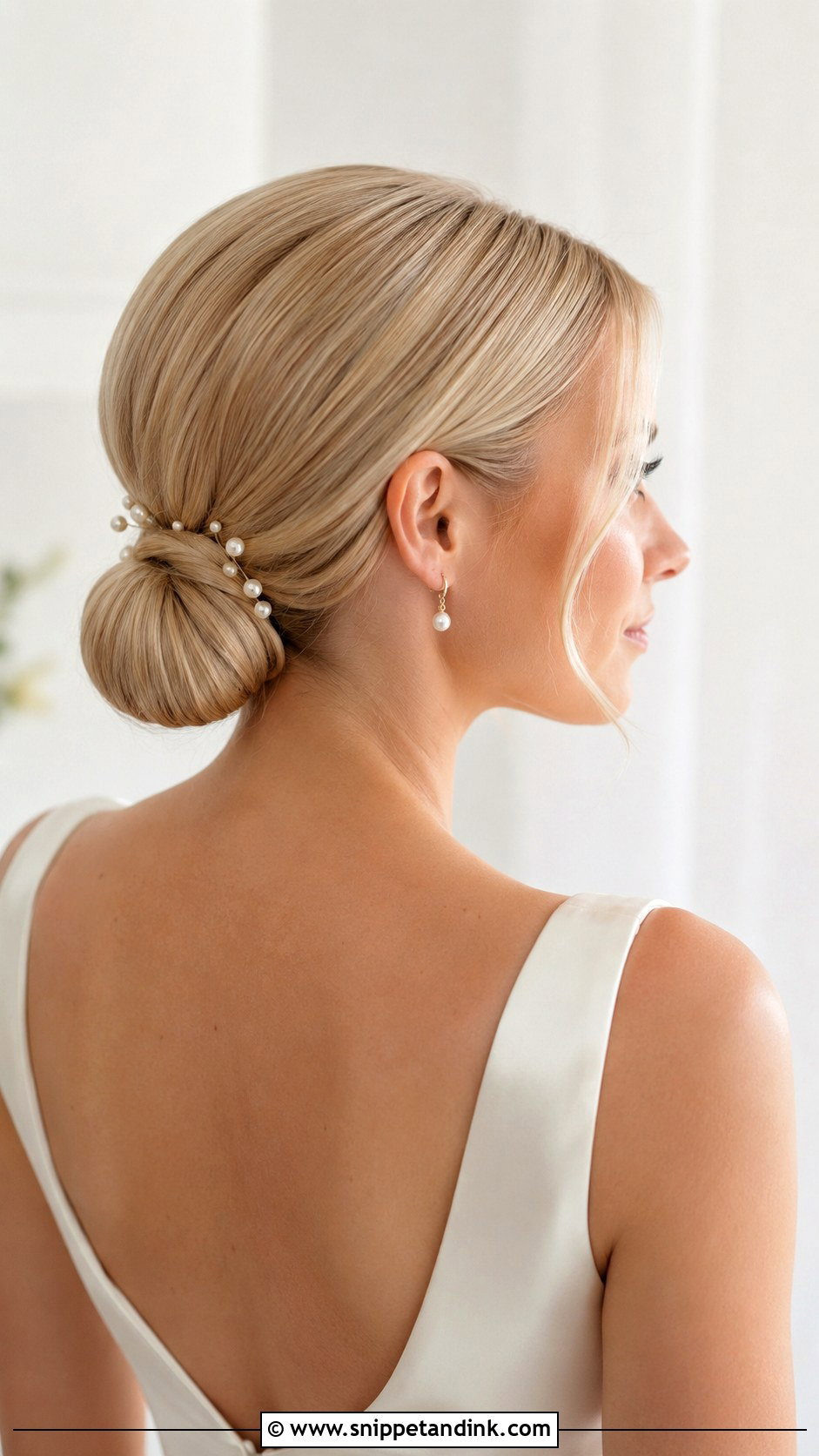 Sleek Low Bun Bridal Hairstyle - Snippet and Ink - 15 Sleek Bridal Hairstyles