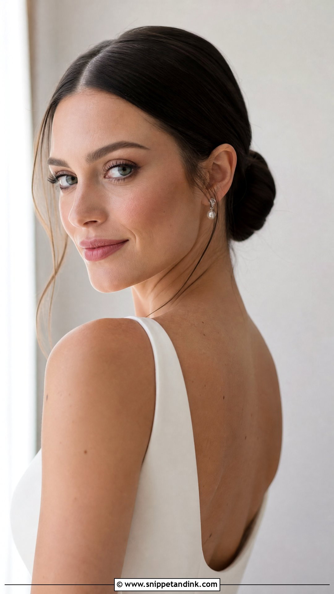 Sleek Low Bun Bridal Hairstyle - Snippet and Ink - 20 Soft Wedding Hair Ideas