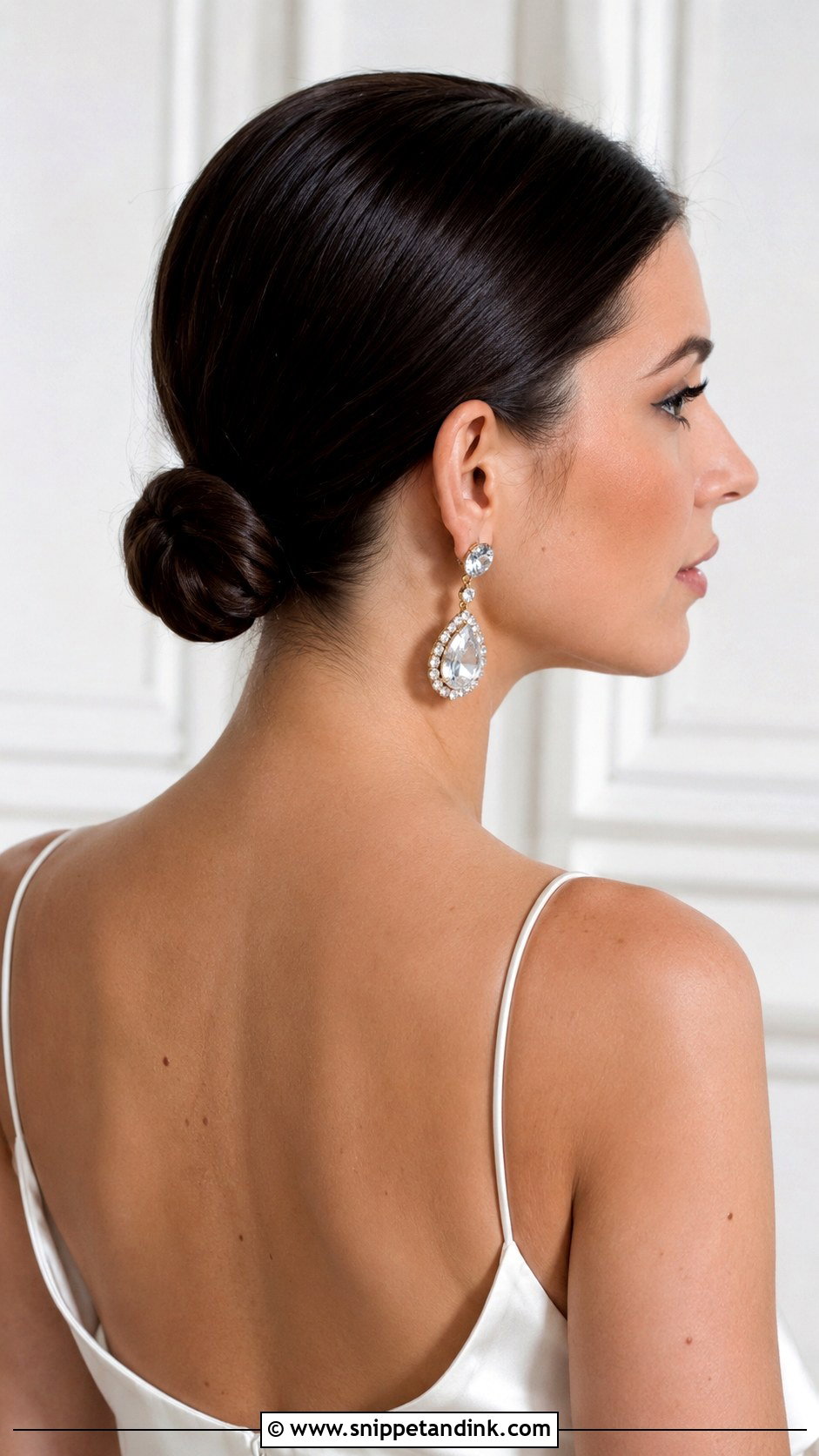 Sleek Low Bun Bridal Style - Snippet and Ink - 20 Romantic Wedding Updo Ideas
