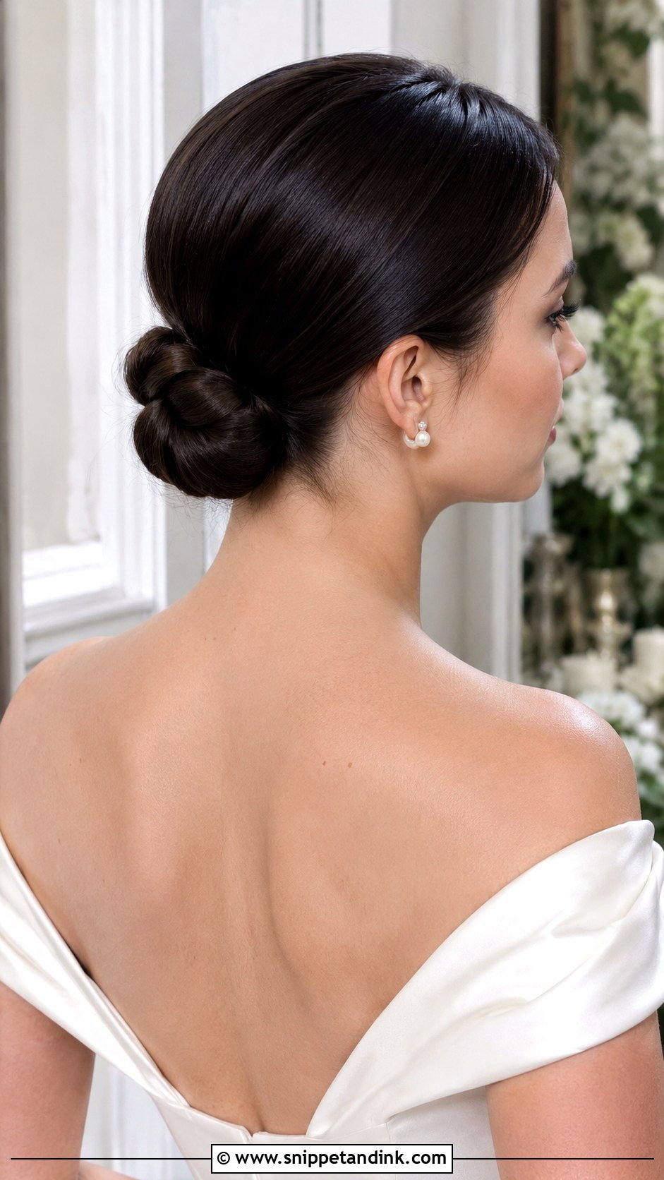 Sleek Low Bun Bridal Updo - Snippet and Ink - 20 Up Do Wedding Hairstyles
