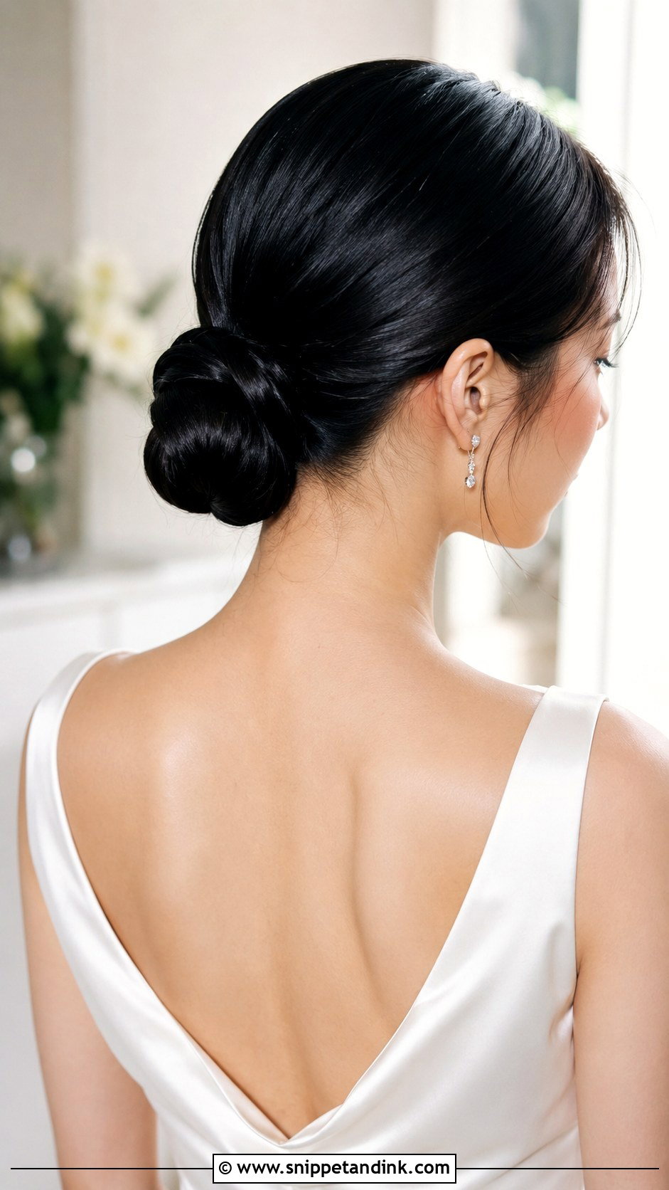 Sleek Low Bun Bridal Updo - Snippet and Ink - 25 Romantic Bridal Hair Ideas