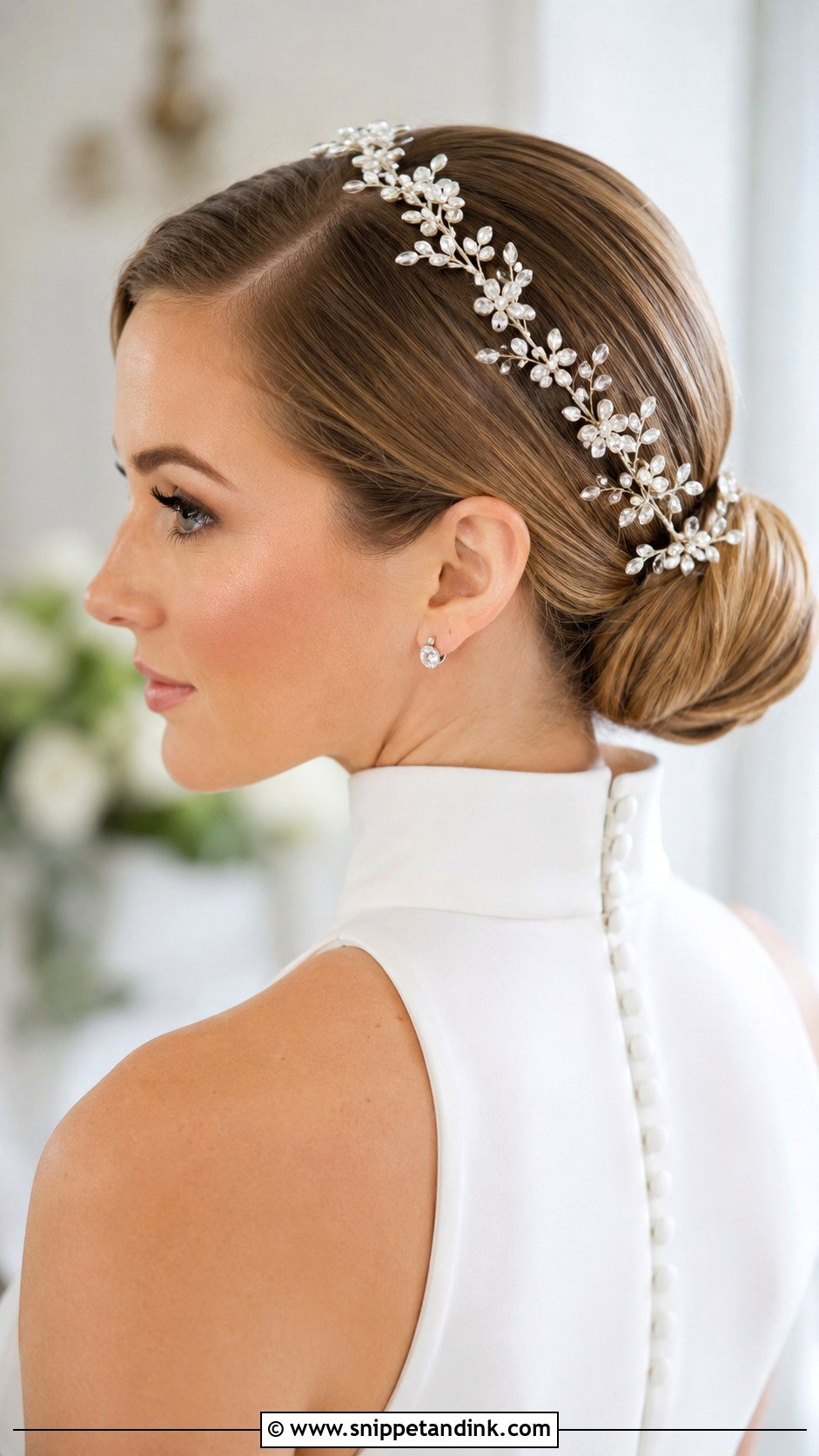 Sleek Low Bun Bridal Updo - Snippet and Ink - 25 Romantic Wedding Hair Ideas