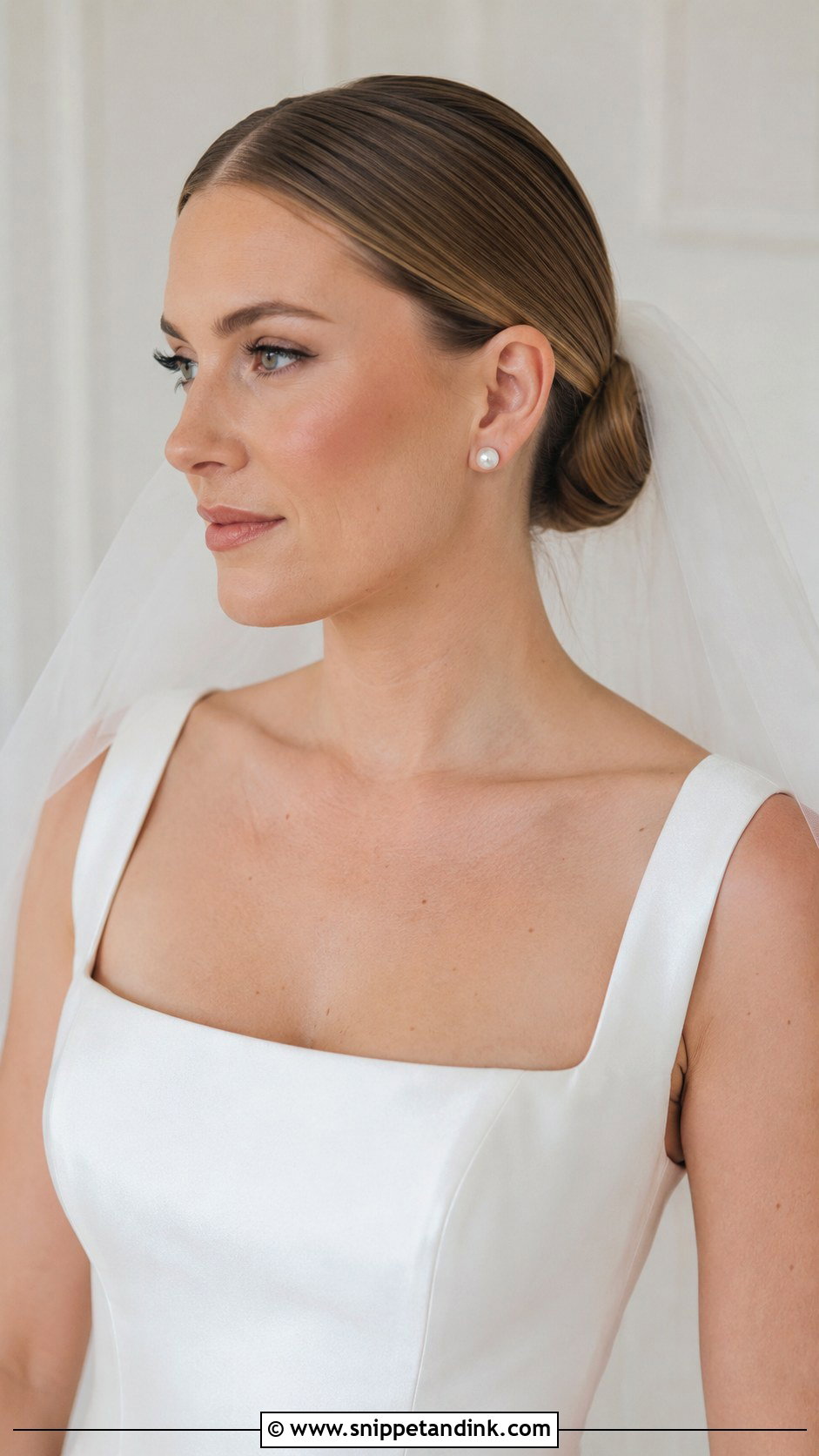 Sleek Low Bun Bride Hair - Snippet and Ink - 20 Low Bun Bride Hair Ideas