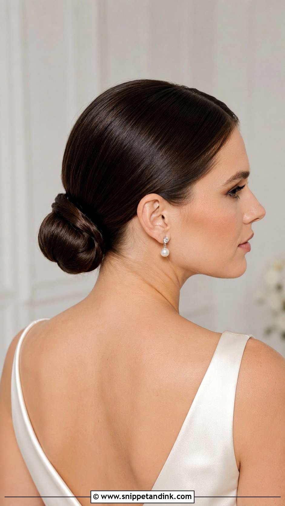 Sleek Low Bun Bride Updo For Long Hair - Snippet and Ink - 20 Bride Updo Hairstyles for Long Hair