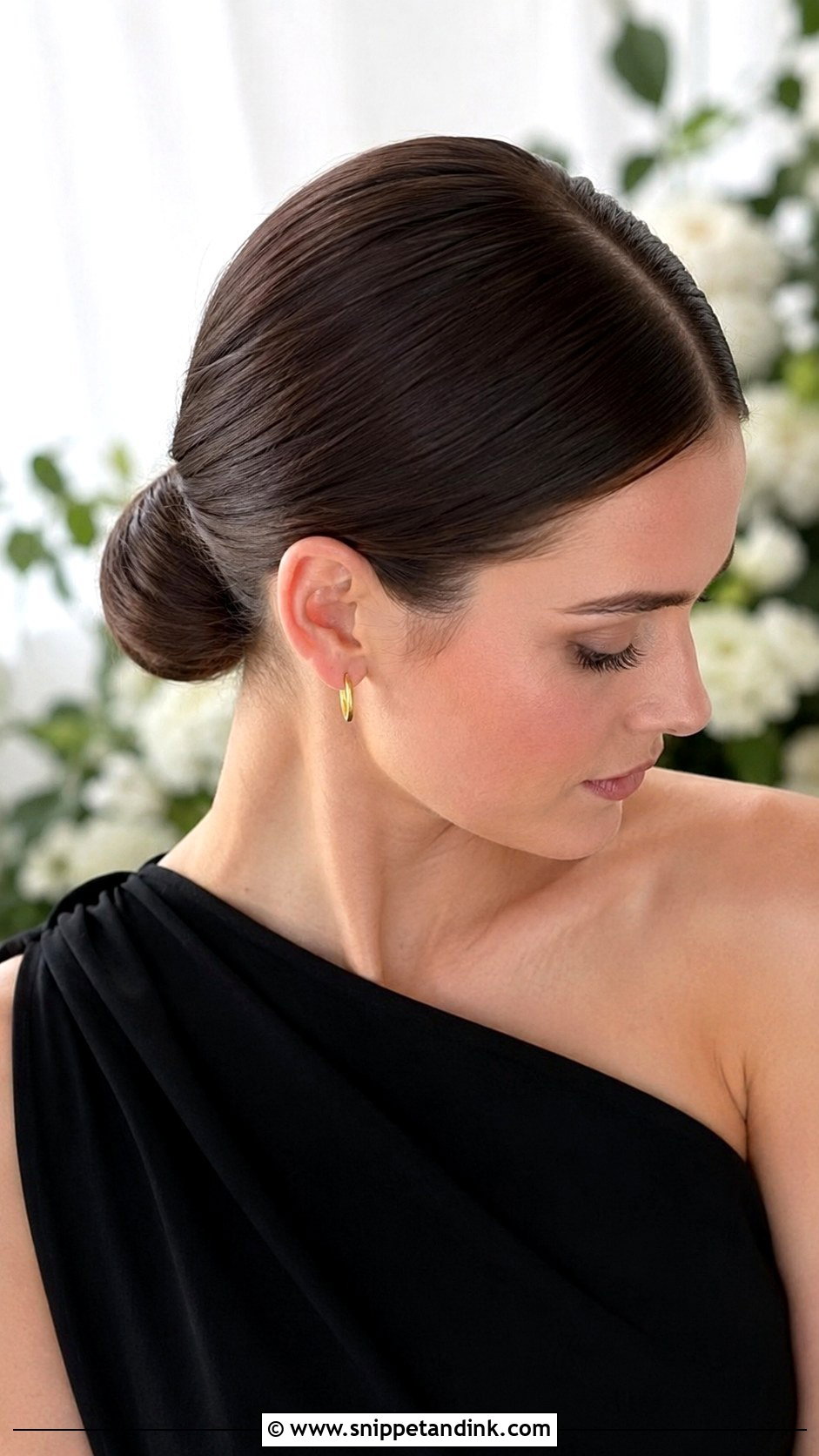 Sleek Low Bun Bridesmaid Hairstyle For Fine Hair - Snippet and Ink - 20 Bridesmaid Hairstyles for Fine Hair