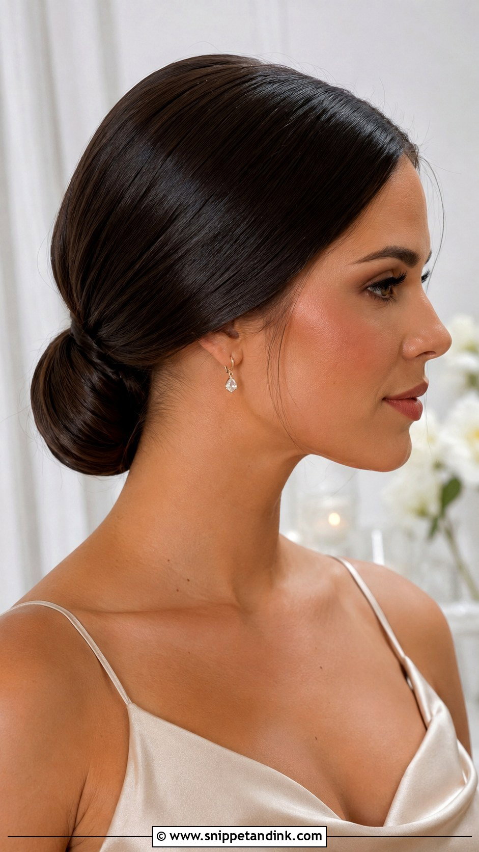 Sleek Low Bun Bridesmaid Updo - Snippet and Ink - 20 Bridesmaid Updos for Long Hair