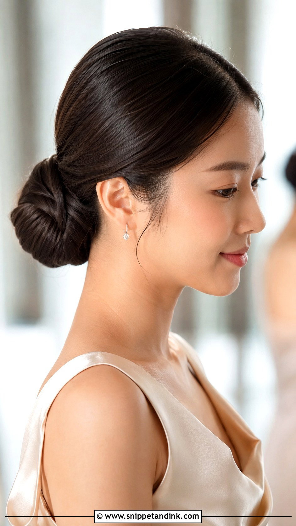 Sleek Low Bun Bridesmaid Updo - Snippet and Ink - 20 Easy Bridesmaid Hair Updo Ideas