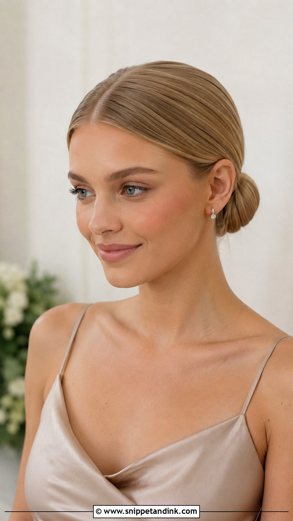 Sleek Low Bun Bridesmaid Updo - Snippet and Ink - 20 Simple Bridesmaid Hair Updo Ideas