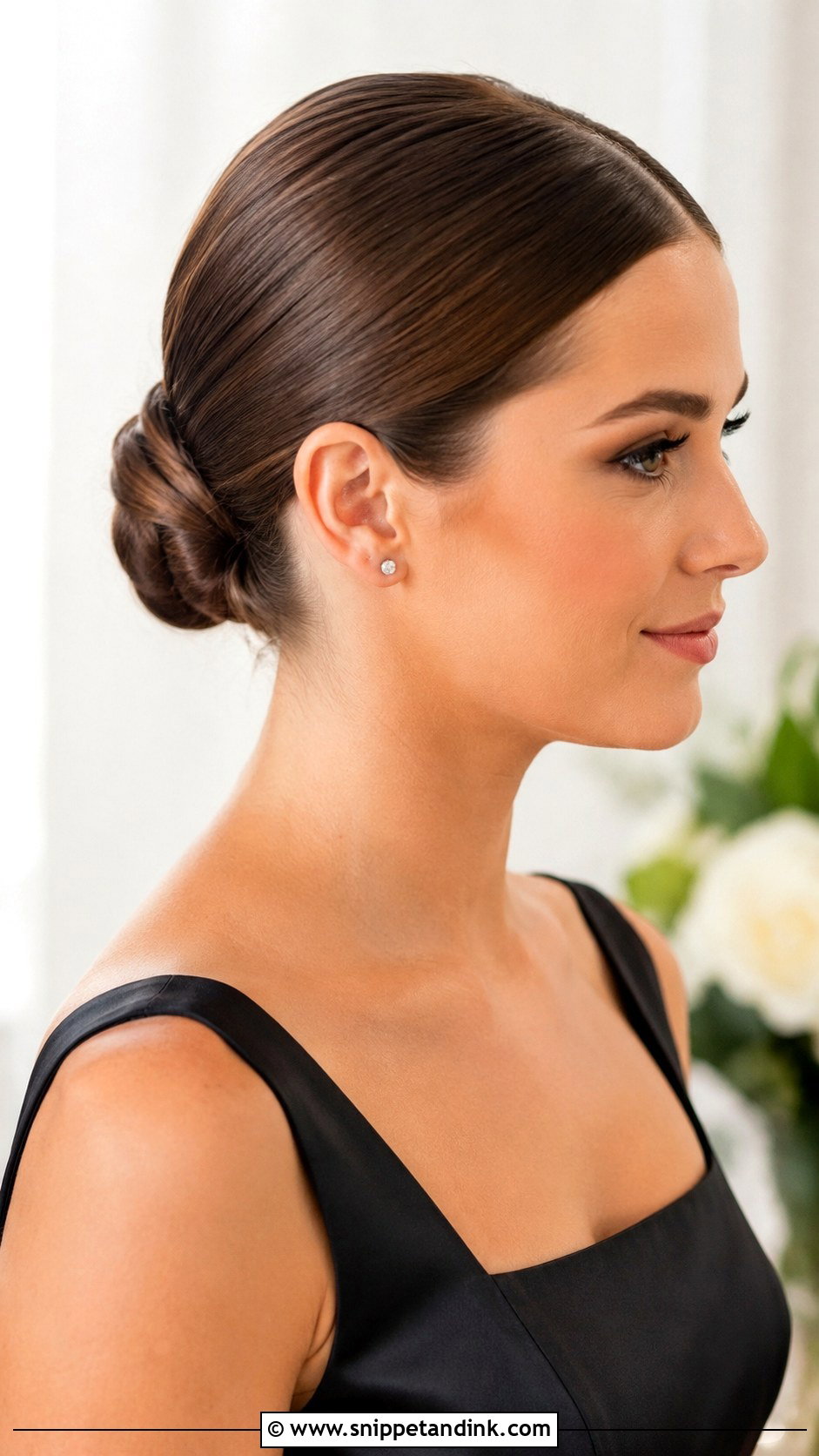 Sleek Low Bun Bridesmaid Updo - Snippet and Ink - 20 Bridesmaid Up Do Hairstyles