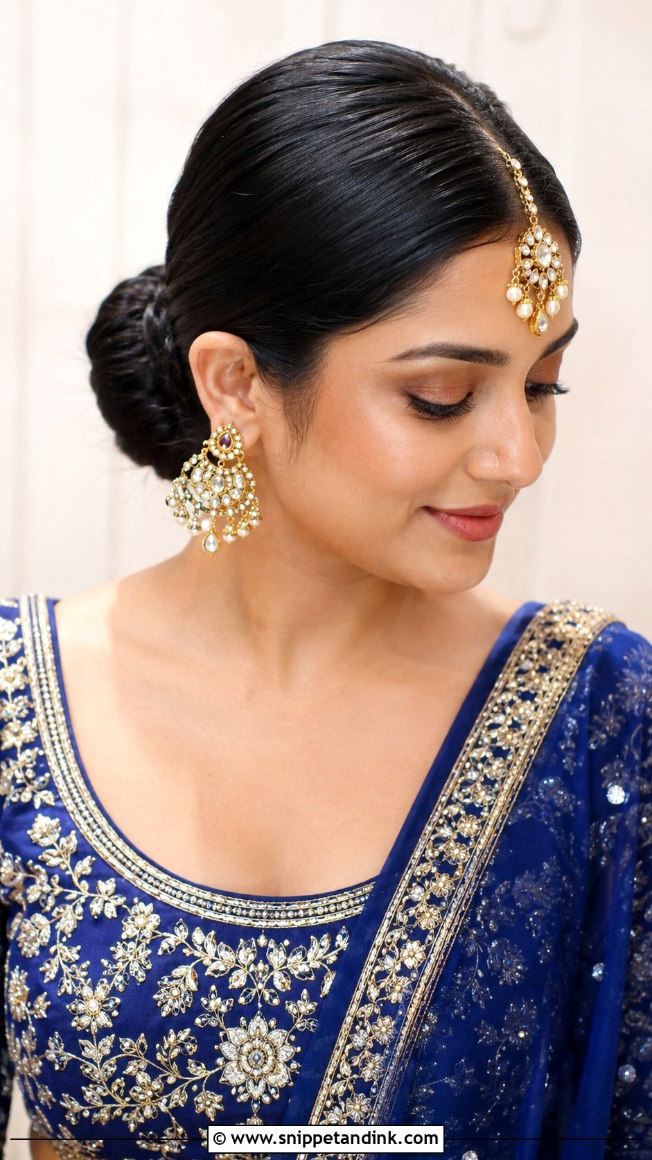 Sleek Low Bun For Chaniya Choli Wedding - Snippet and Ink - 15 Hairstyle for Chaniya Choli Wedding Ideas
