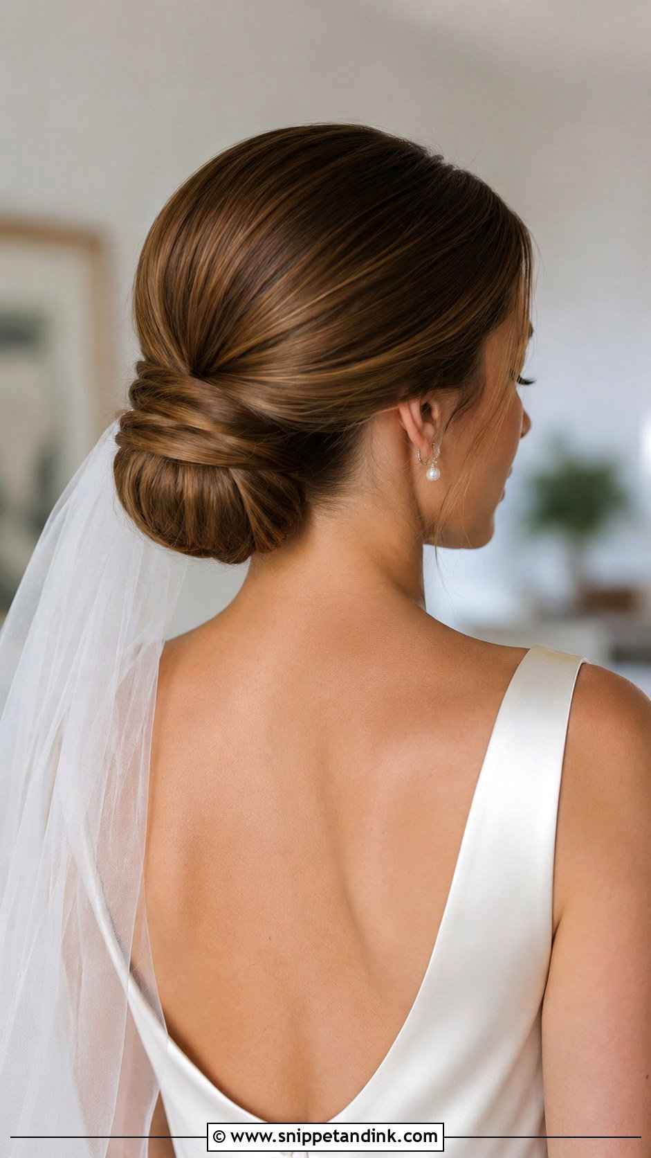 Sleek Low Bun For Long Hair - Snippet and Ink - 15 Sleek Low Bun Bridal Hair Ideas