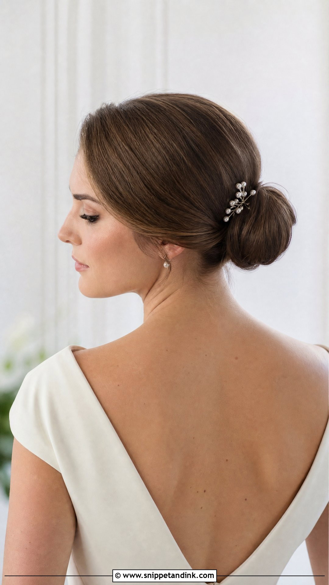 Sleek Low Bun For Medium Hair - Snippet and Ink - 20 Sleek Bun Bridal Hair Ideas
