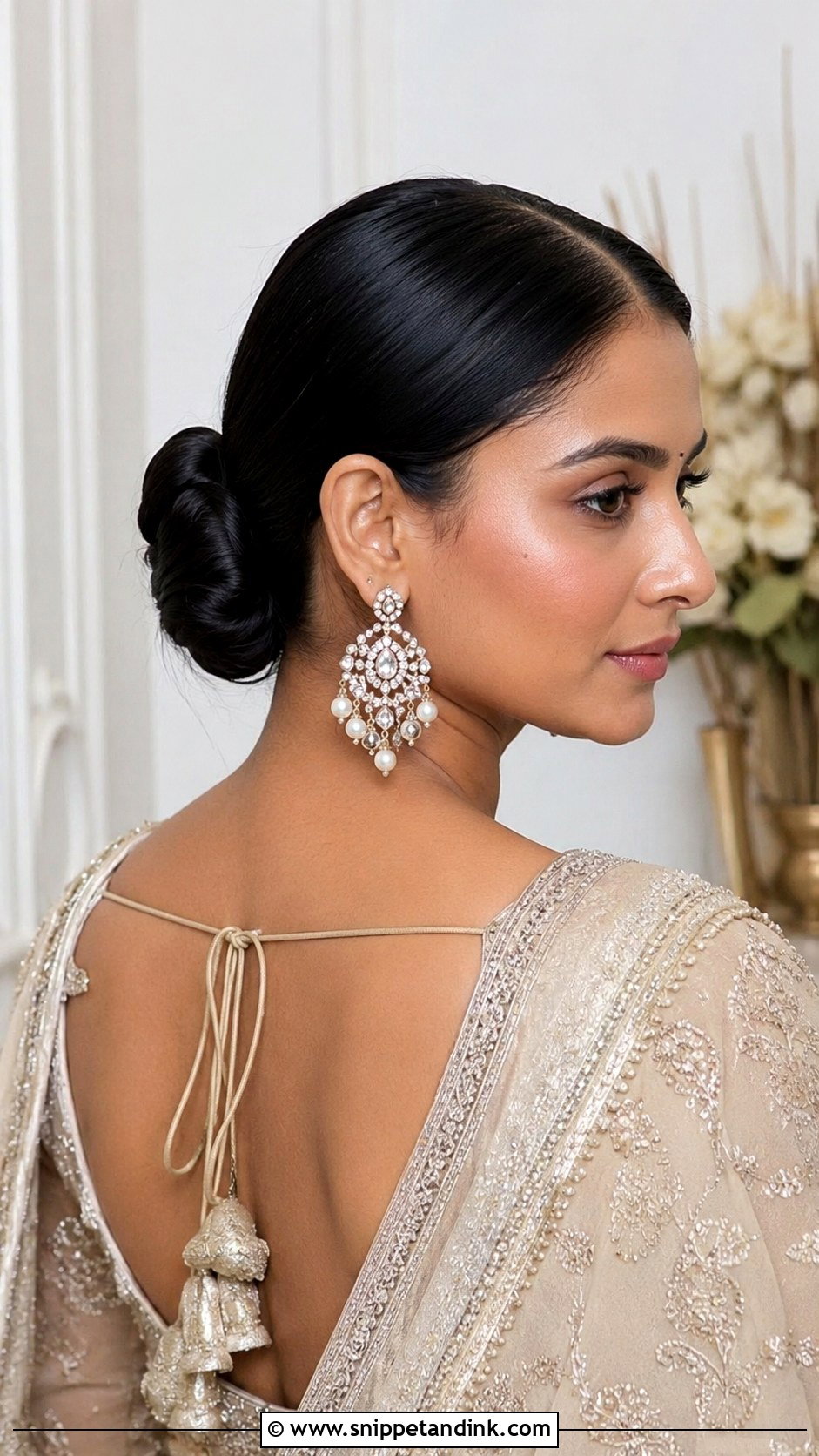 Sleek Low Bun Hairstyle for Marriage - Snippet and Ink - 25 Hairstyle for Marriage Function Ideas