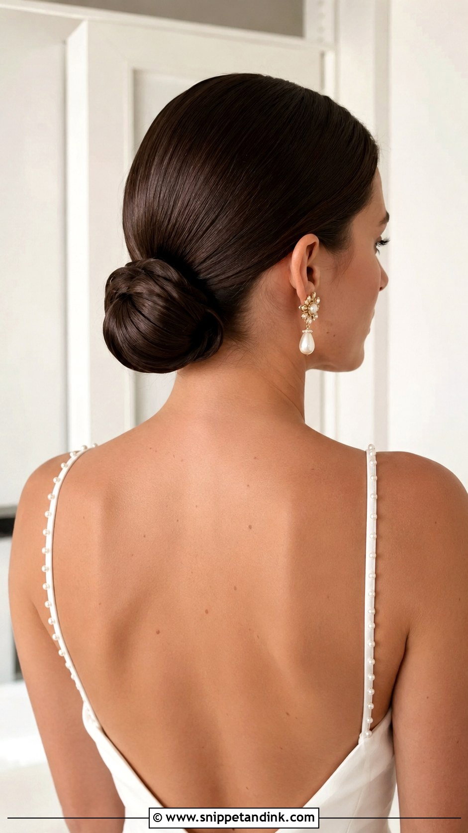 Sleek Low Bun Updo for Medium Hair - Snippet and Ink - 25 Up Dos for Medium Hair Wedding Ideas