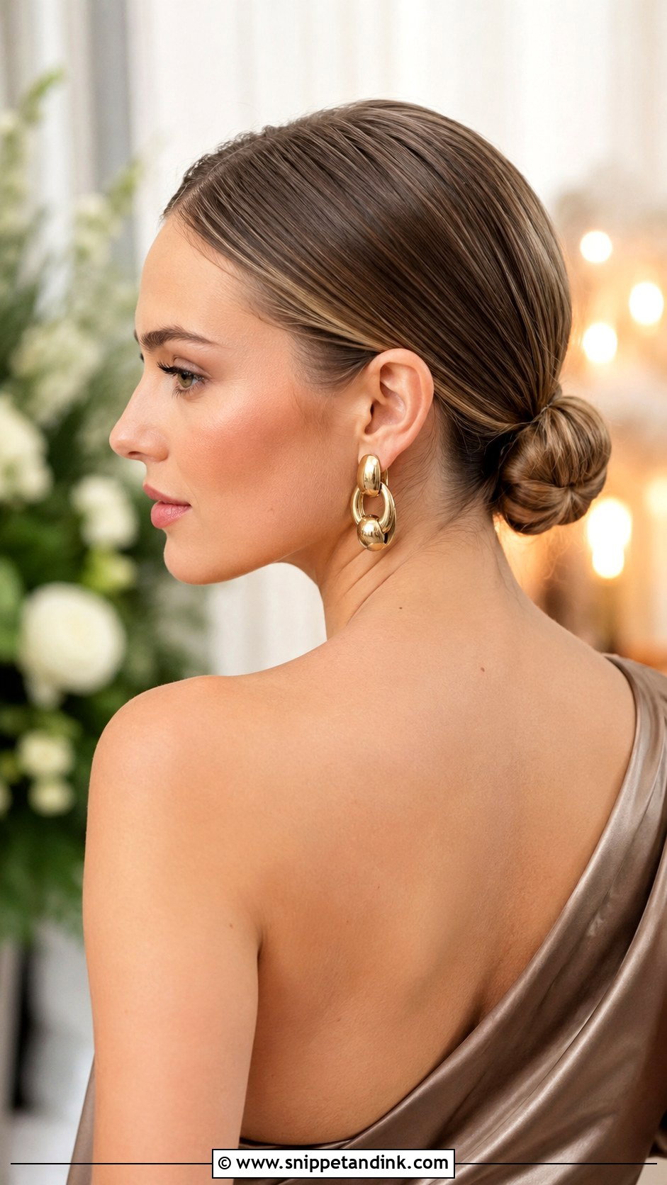 Sleek Low Bun Wedding Guest Hairstyle - Snippet and Ink - 15 Summer Hairstyles for Wedding Guest
