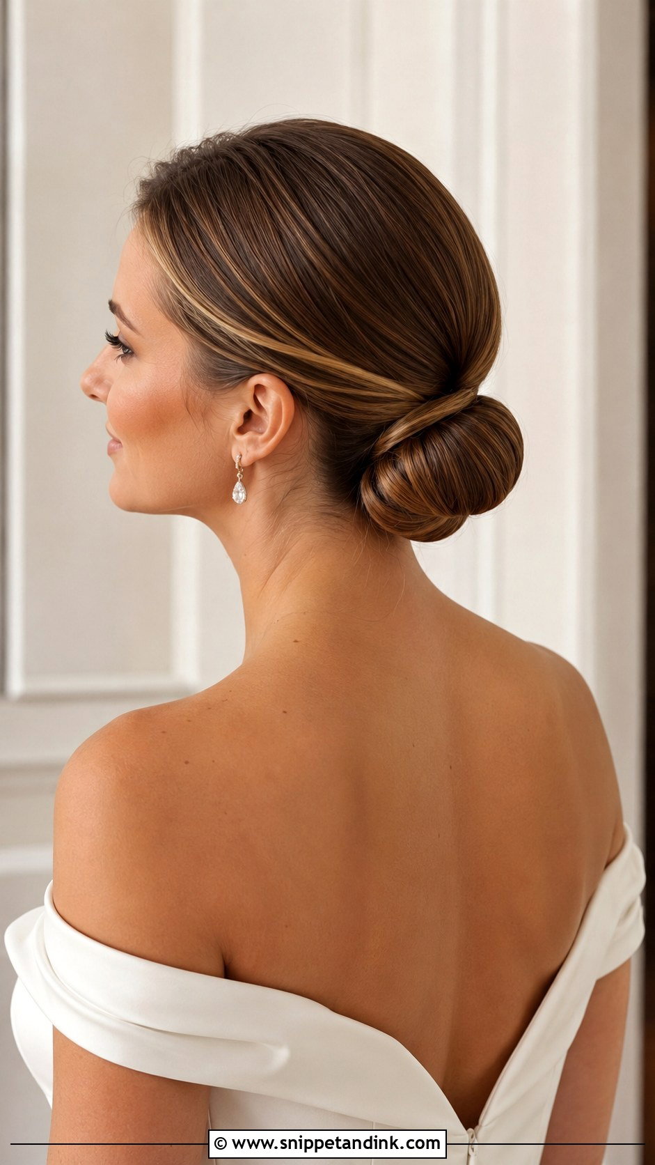 Sleek Low Bun Wedding Hair - Snippet and Ink - 20 Pulled Back Wedding Hair Ideas