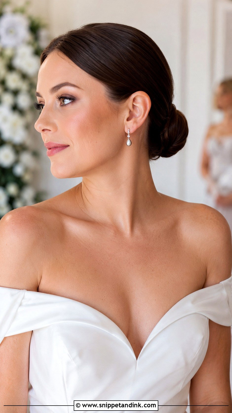 Sleek Low Bun Wedding Hair - Snippet and Ink - 30 Wedding Hair Bun Ideas